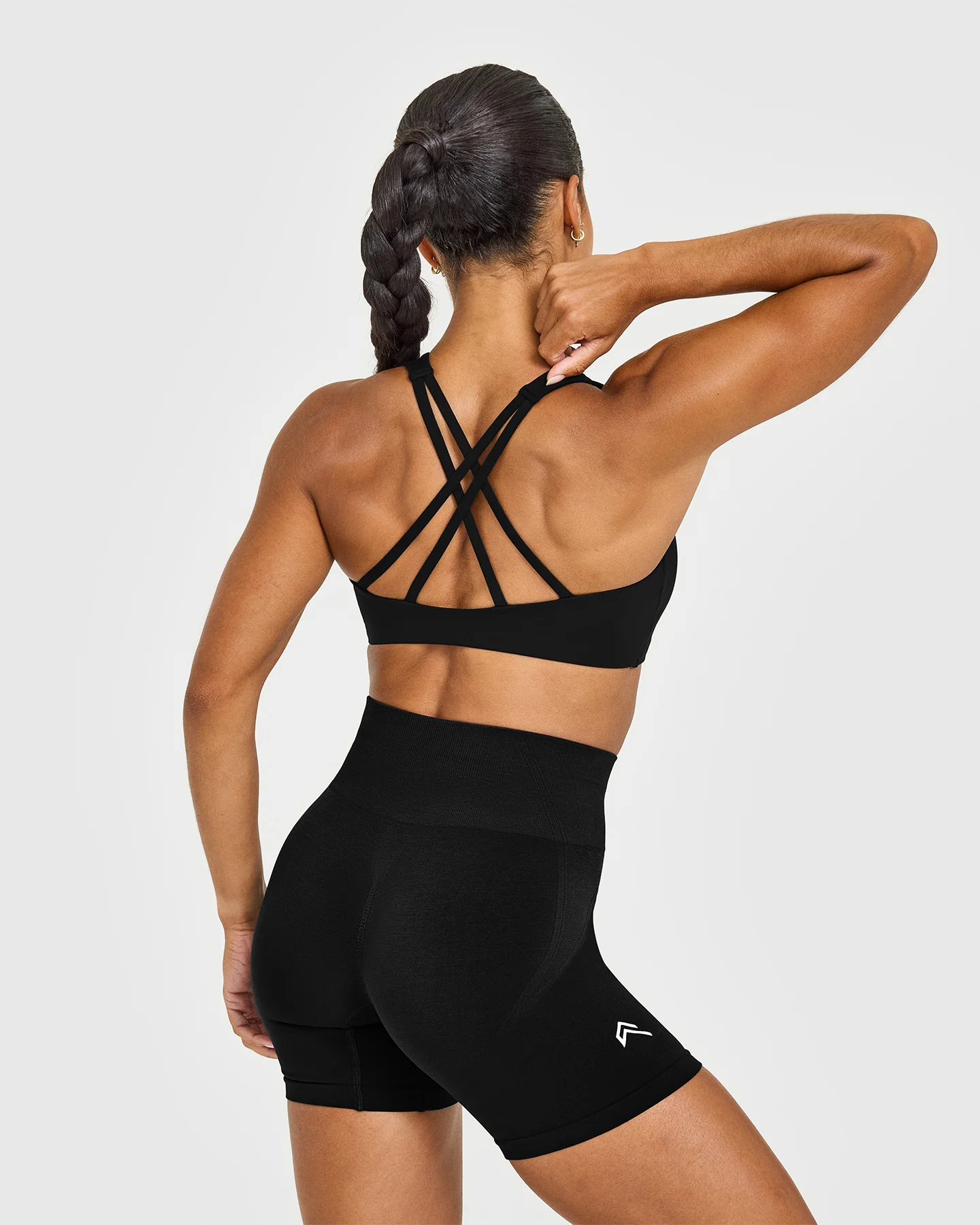 EasyLift™ High Neck Sports Bra with White Logo | Black - Image 2