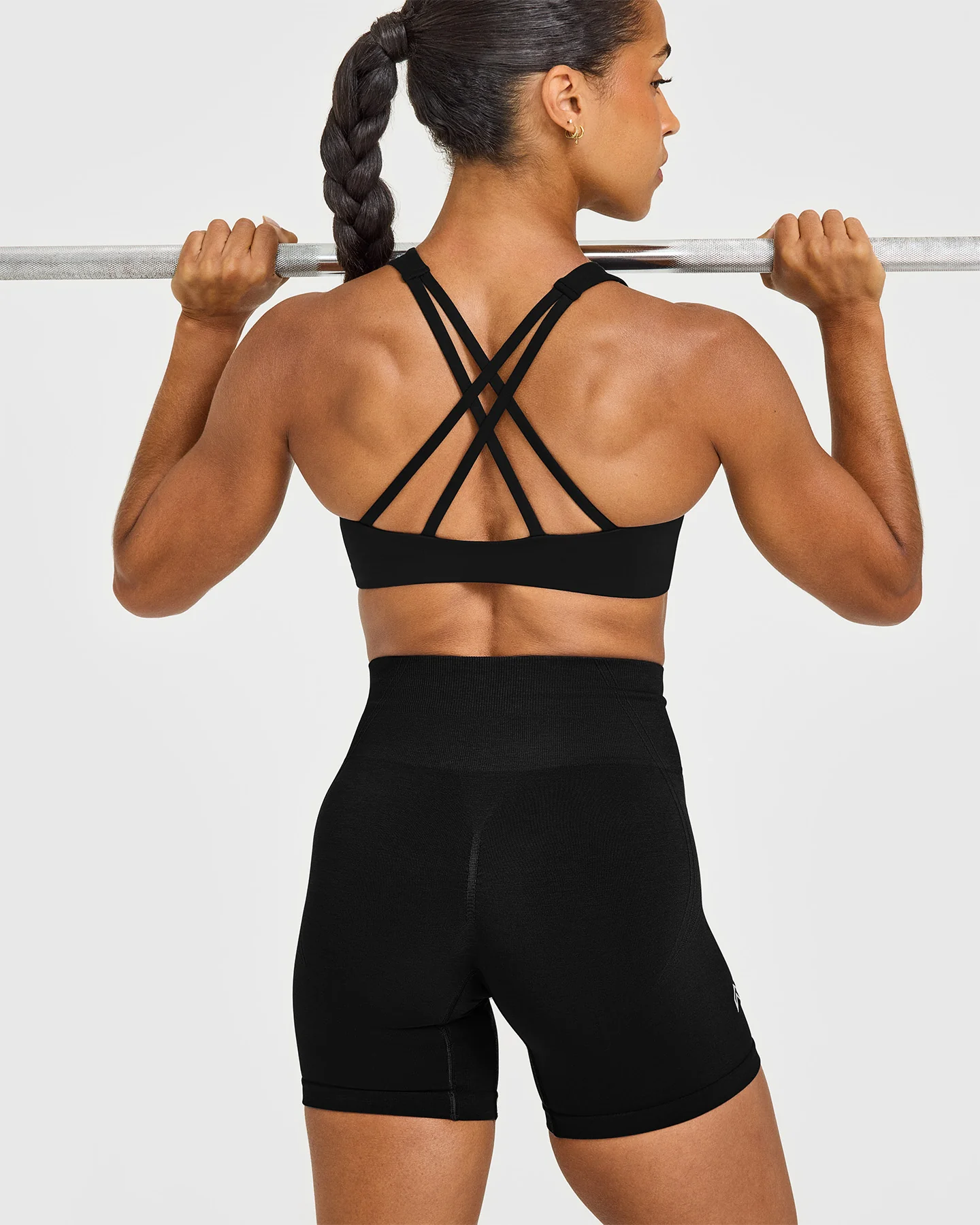 EasyLift™ High Neck Sports Bra with White Logo | Black - Image 6