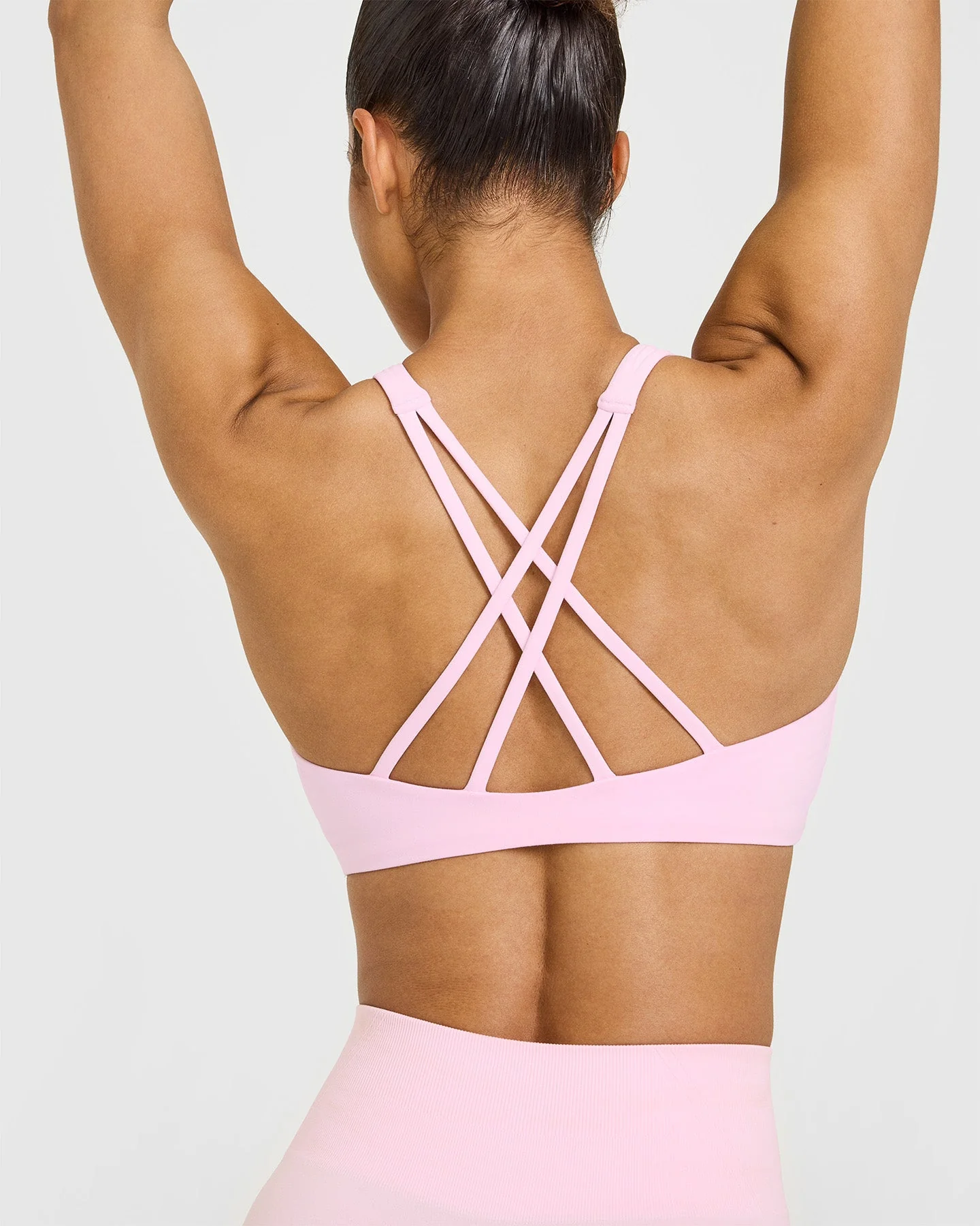EasyLift™ High Neck Sports Bra with White Logo | Chalk Pink - Image 4