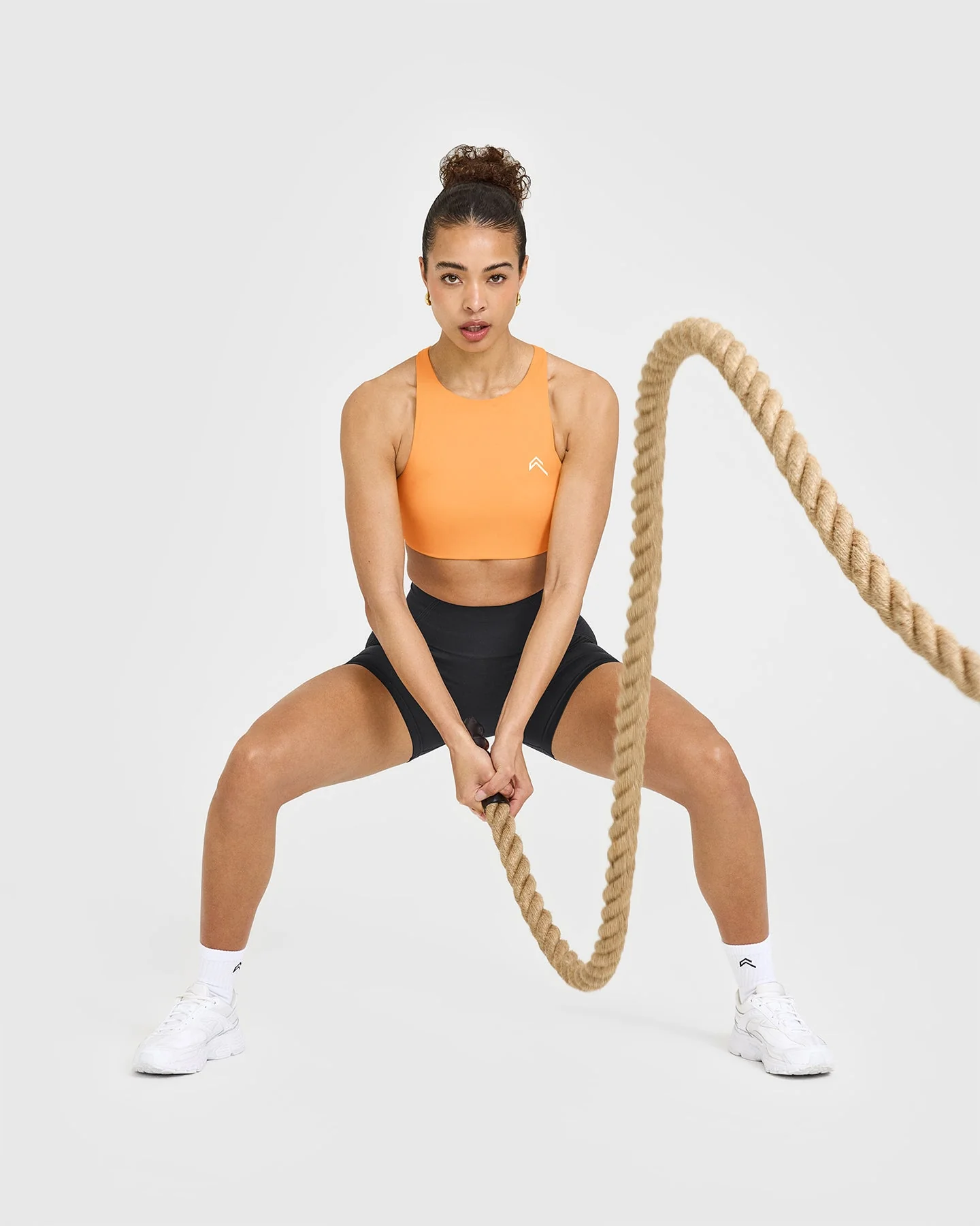 EasyLift™ High Neck Sports Bra with White Logo | Powdered Orange - Image 3