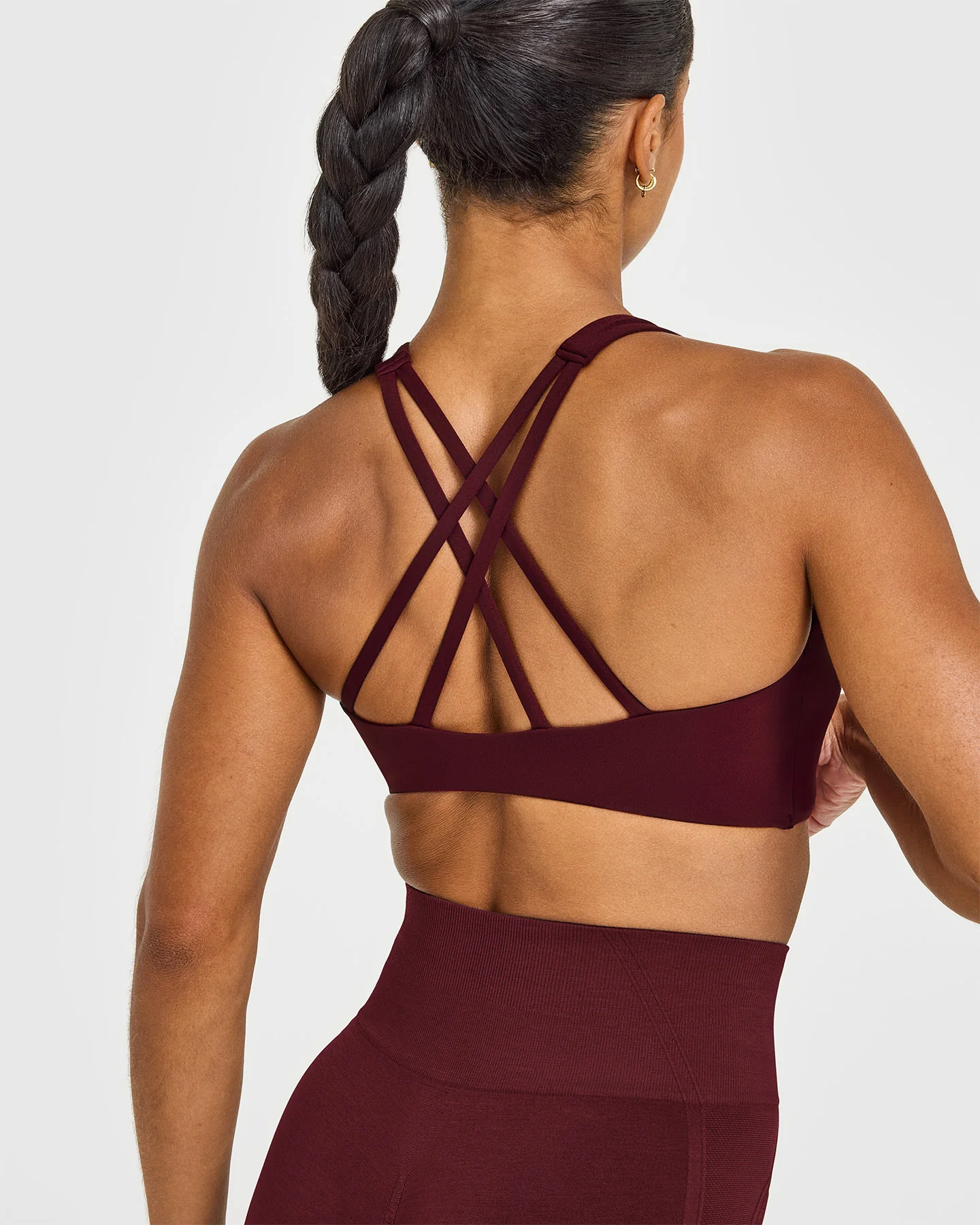EasyLift™ High Neck Sports Bra with White Logo | Rosewood - Image 4