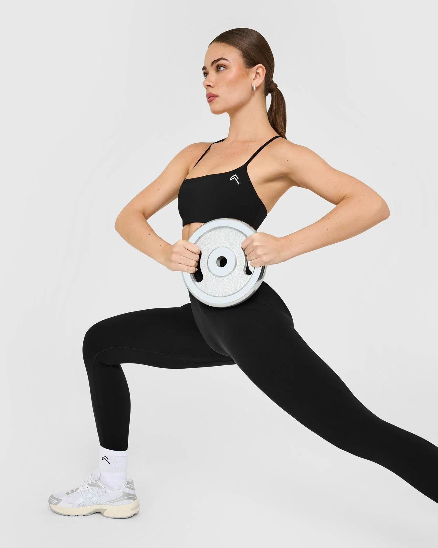 EasyLift™ Strappy Sports Bra with White Logo | Black - Image 5