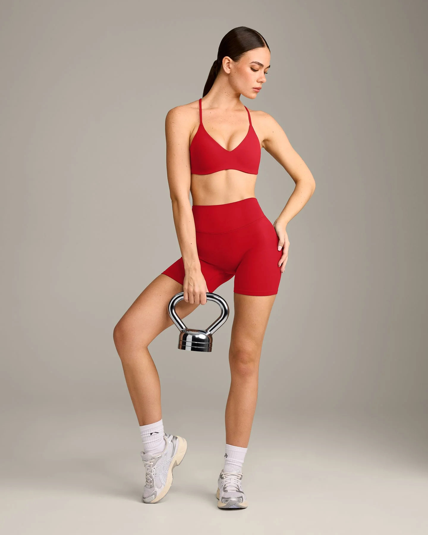 EasyLift™ Ultra Minimal Bralette with Grey Logo | Fiery Red - Image 3