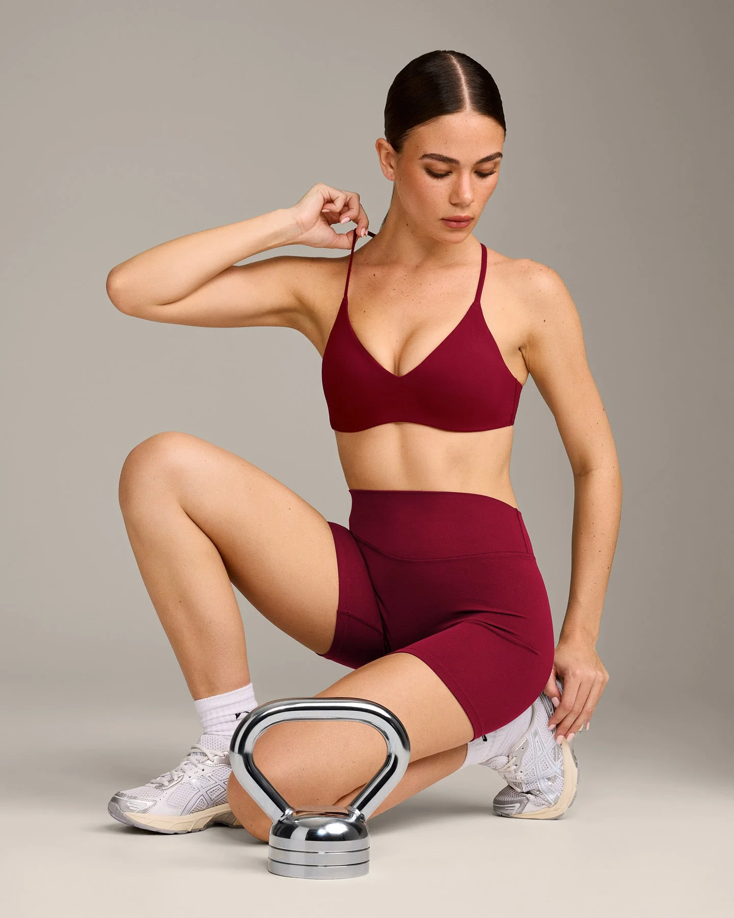 EasyLift™ Ultra Minimal Bralette with Grey Logo | Ruby Red - Image 6