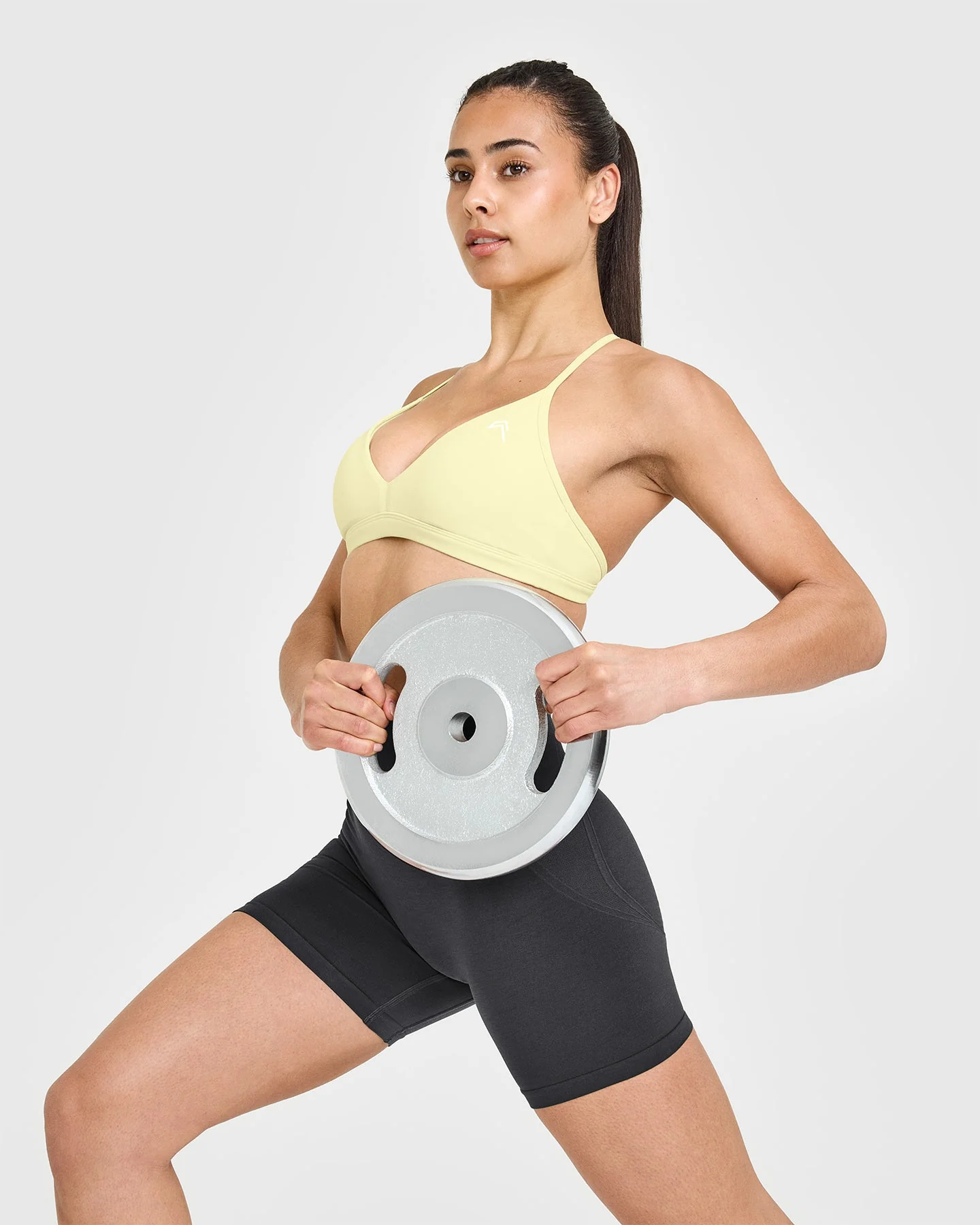 EasyLift™ Ultra Minimal V Neck Bralette with White Logo | Pastel Yellow - Image 5
