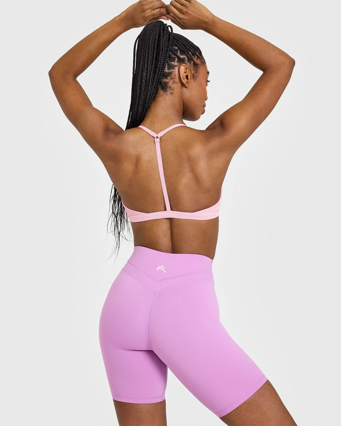 EasyLift™ Ultra Minimal V Neck Bralette with White Logo | Petal Pink - Image 2