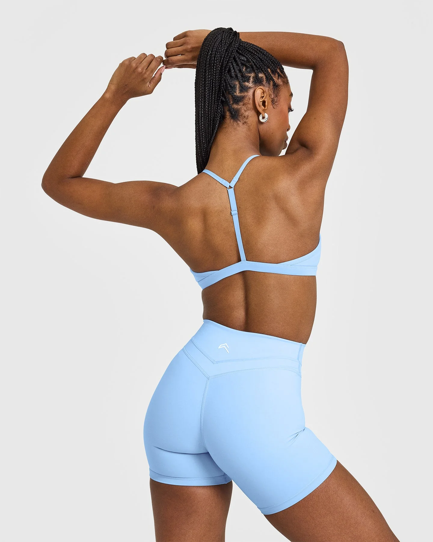 EasyLift™ Ultra Minimal V Neck Bralette with White Logo | Powdered Blue - Image 2