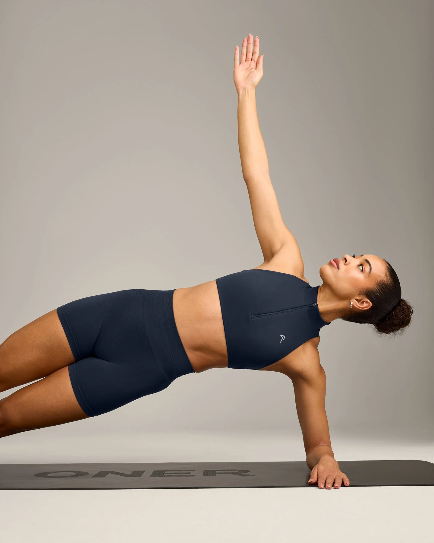 EasyLift™ Zip High Neck Sports Bra with Grey Logo | True Blue - Image 6