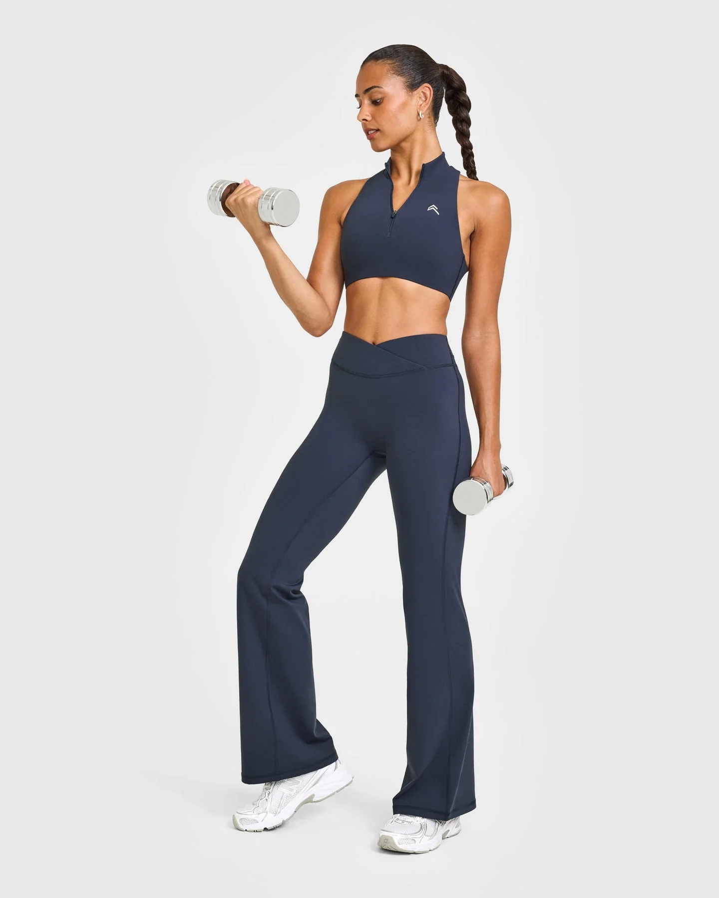 EasyLift™ Zip High Neck Sports Bra with White Logo | True Blue - Image 3