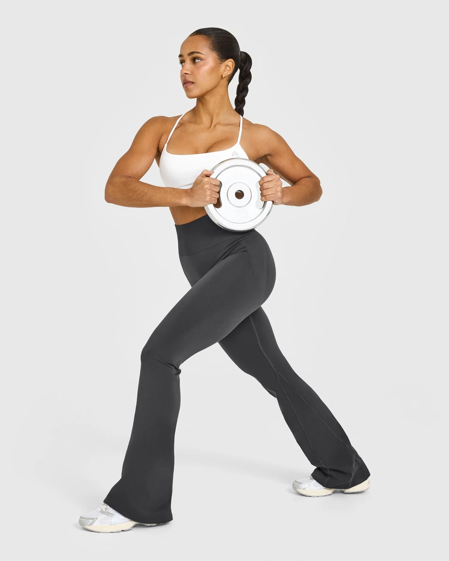 EffortlessLift™ Seamless Flared Bottoms with White Logo | Coal - Image 3
