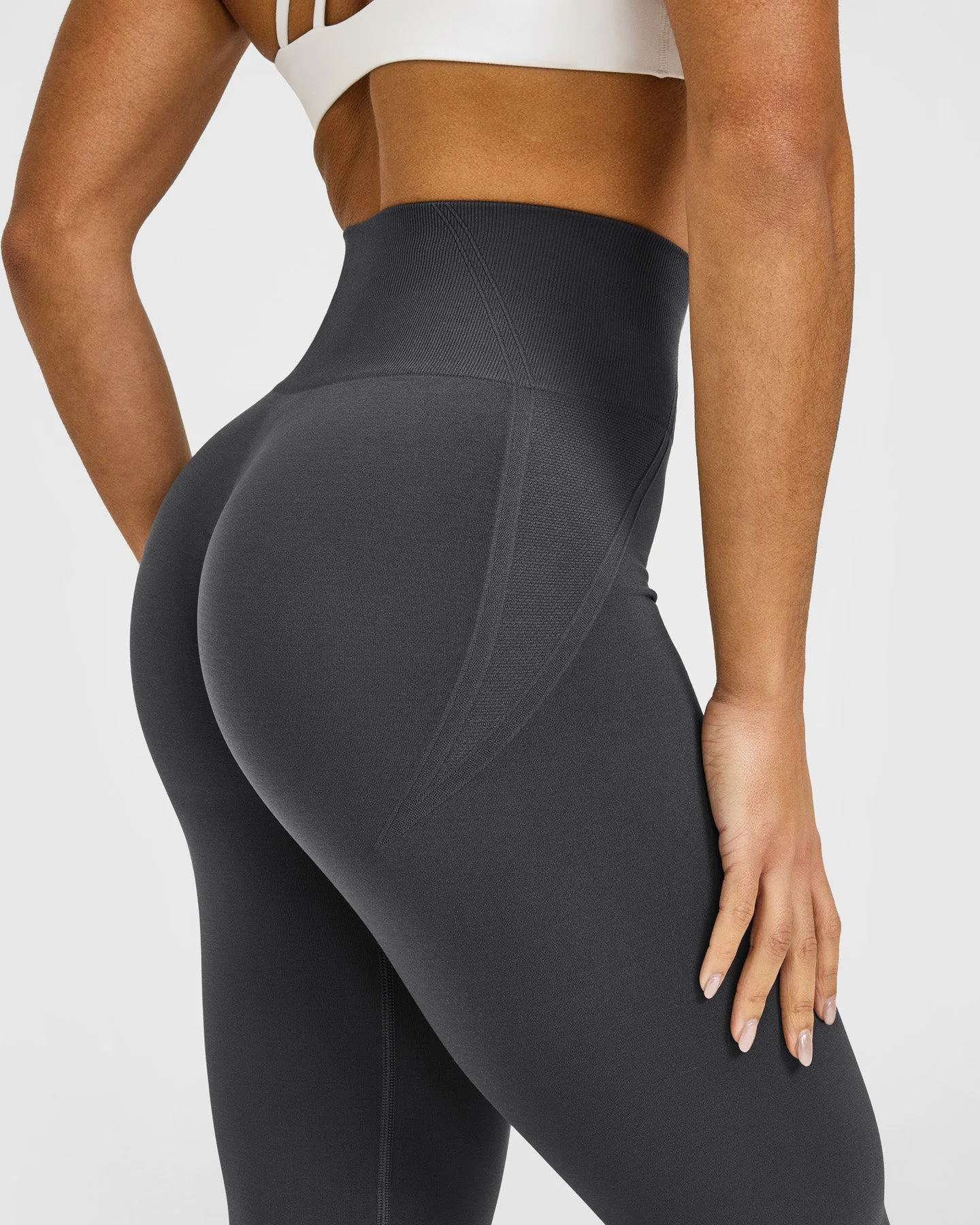 EffortlessLift™ Seamless Flared Bottoms with White Logo | Coal - Image 4