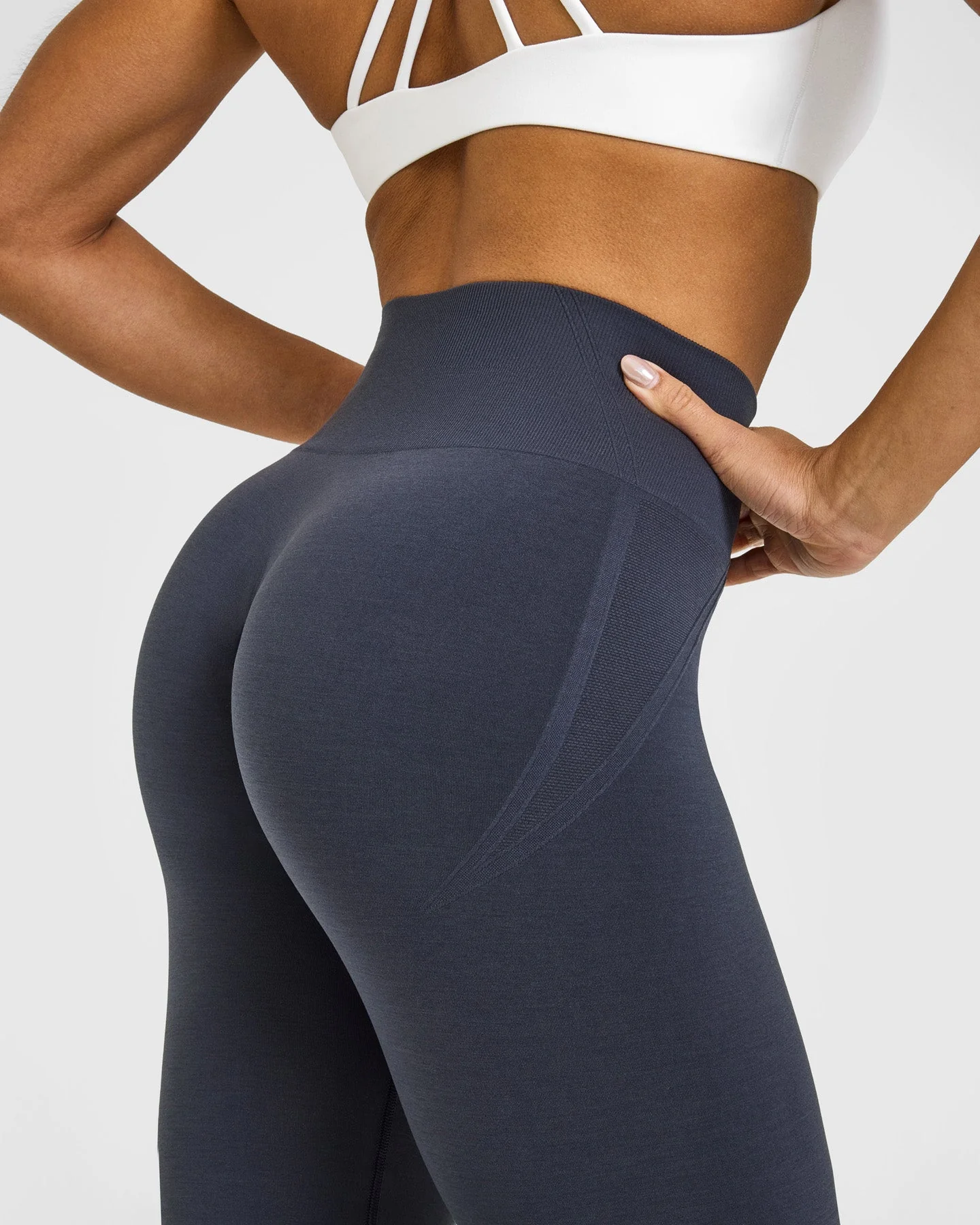 EffortlessLift™ Seamless Flared Bottoms with White Logo | True Blue - Image 4