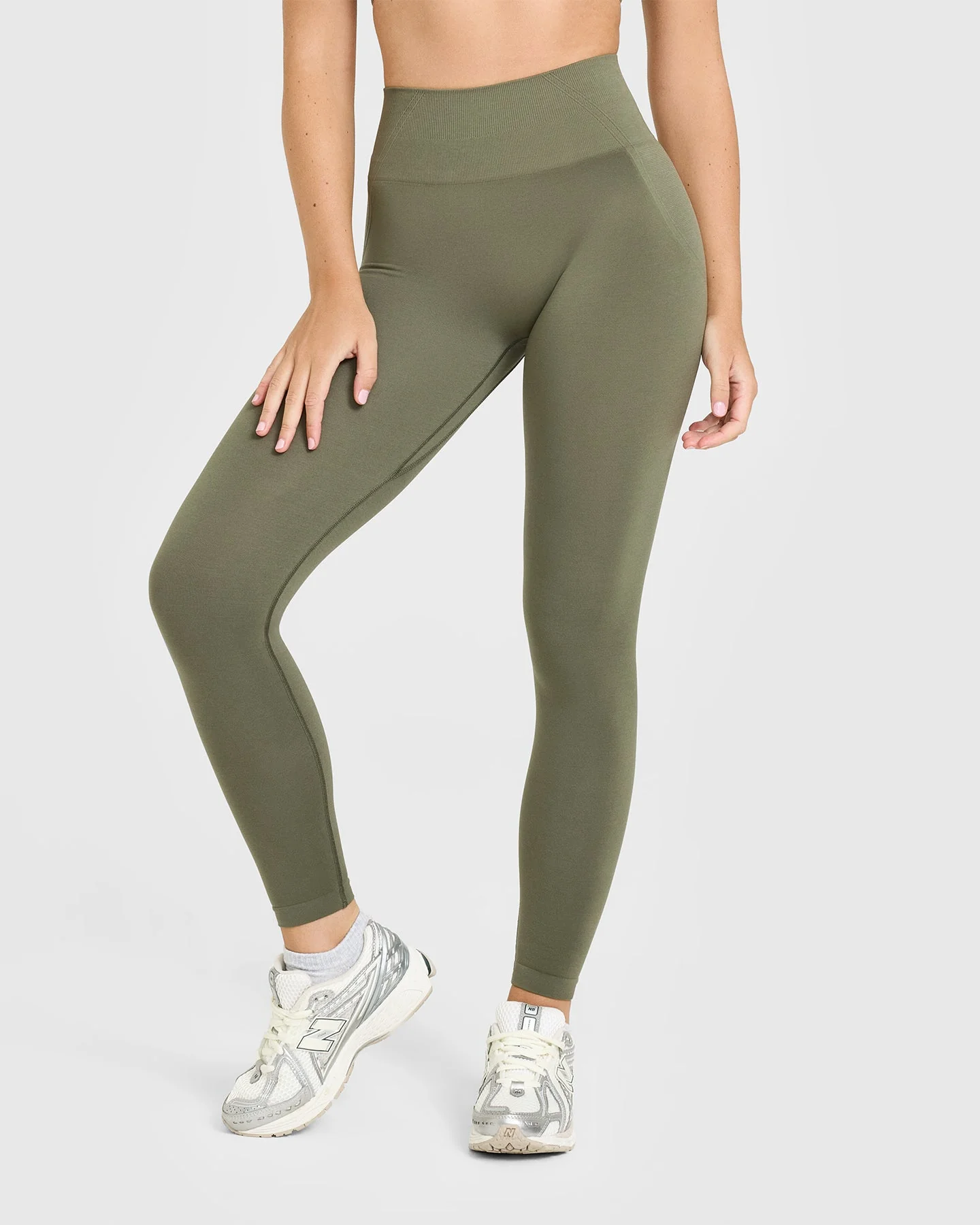 EffortlessLift™ Seamless Leggings with White Logo | Alpine Green - Image 6