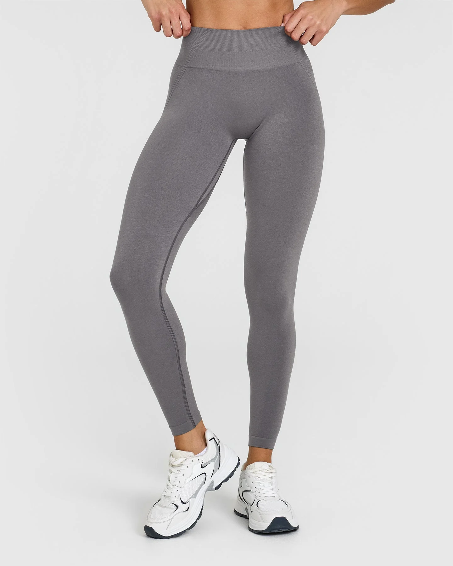 EffortlessLift™ Seamless Leggings with White Logo | Ash Grey - Image 2