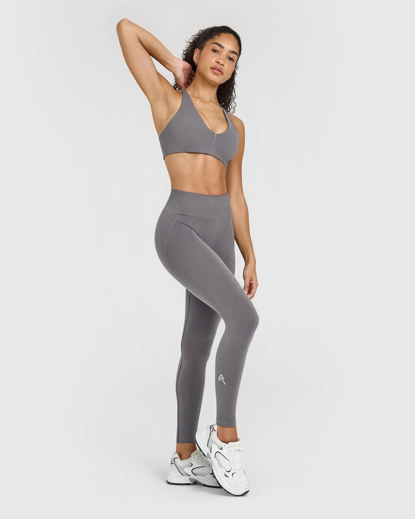 EffortlessLift™ Seamless Leggings with White Logo | Ash Grey - Image 3