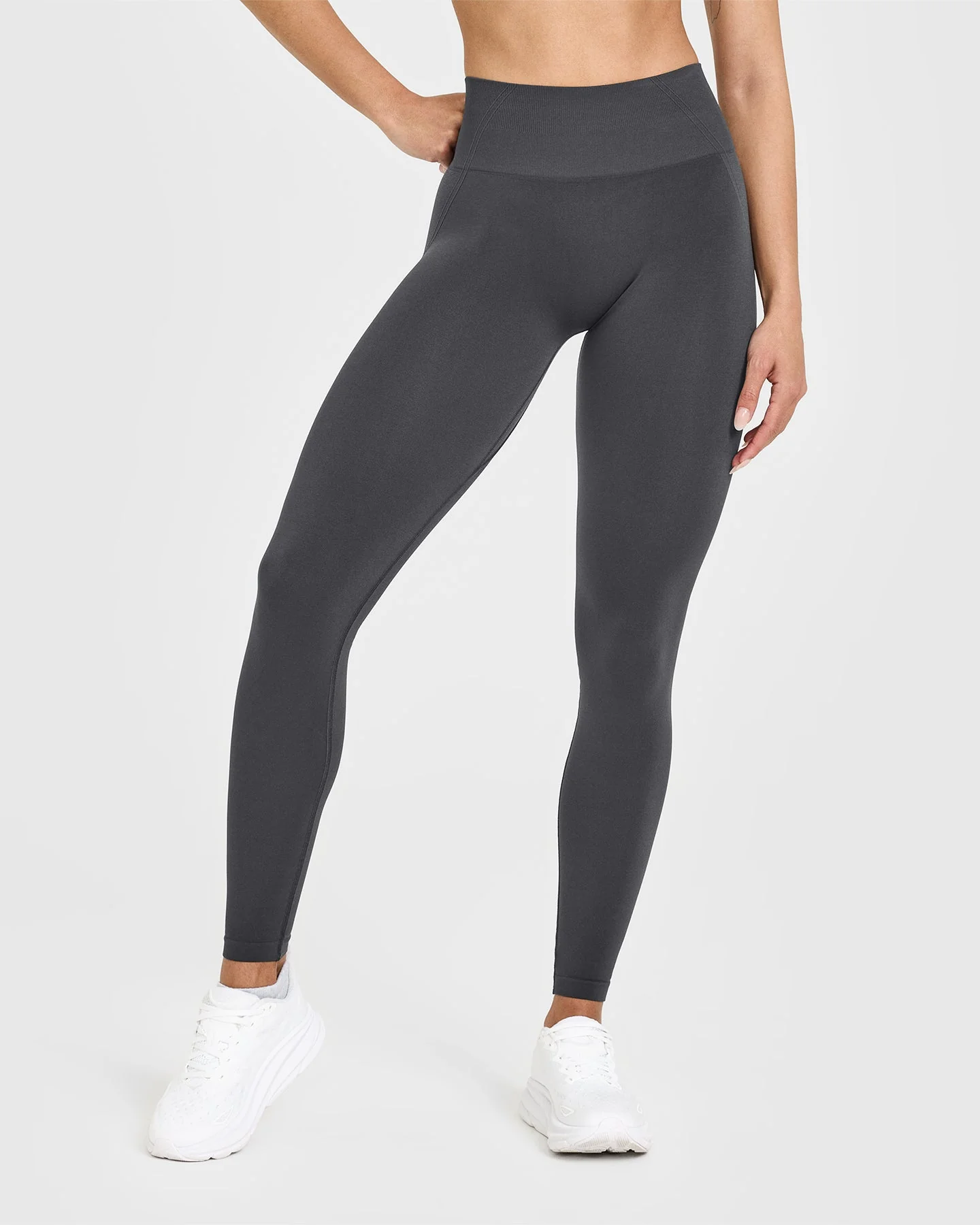 EffortlessLift™ Seamless Leggings with White Logo | Coal - Image 2