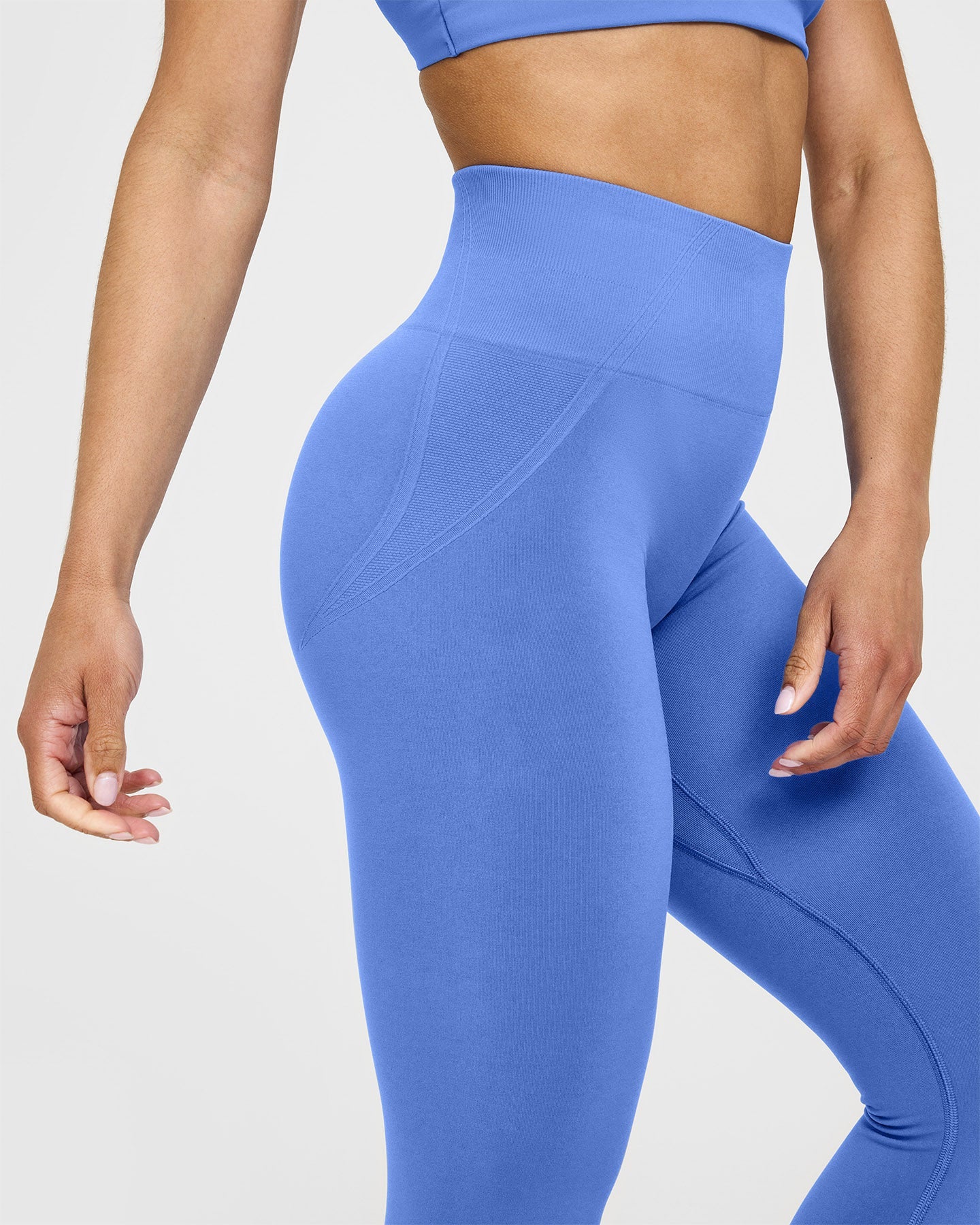 EffortlessLift™ Seamless Leggings with White Logo | Glaucous Blue - Image 5