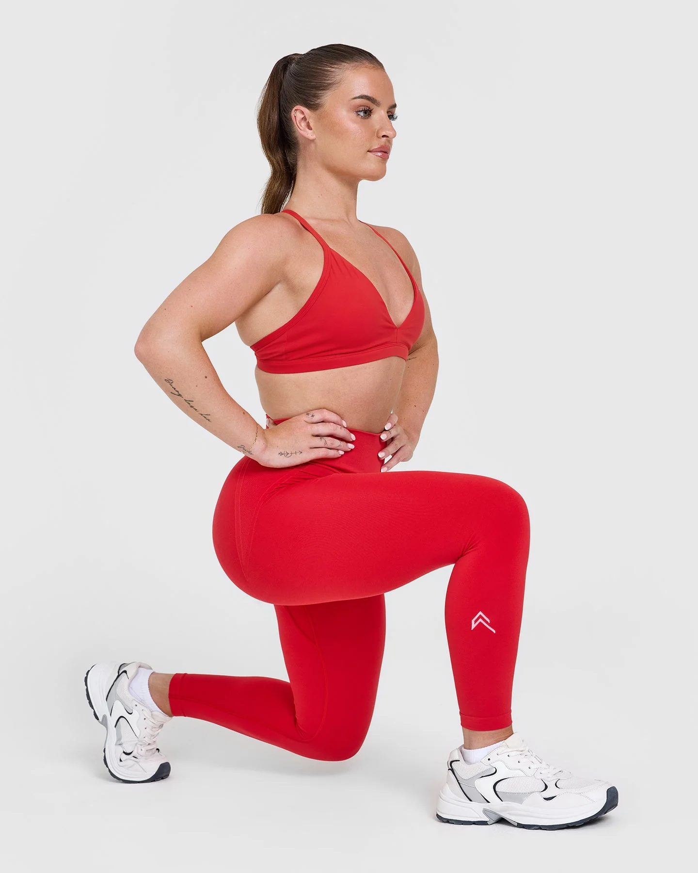 EffortlessLift™ Seamless Leggings with White Logo | Muscle Mommy Red - Image 6