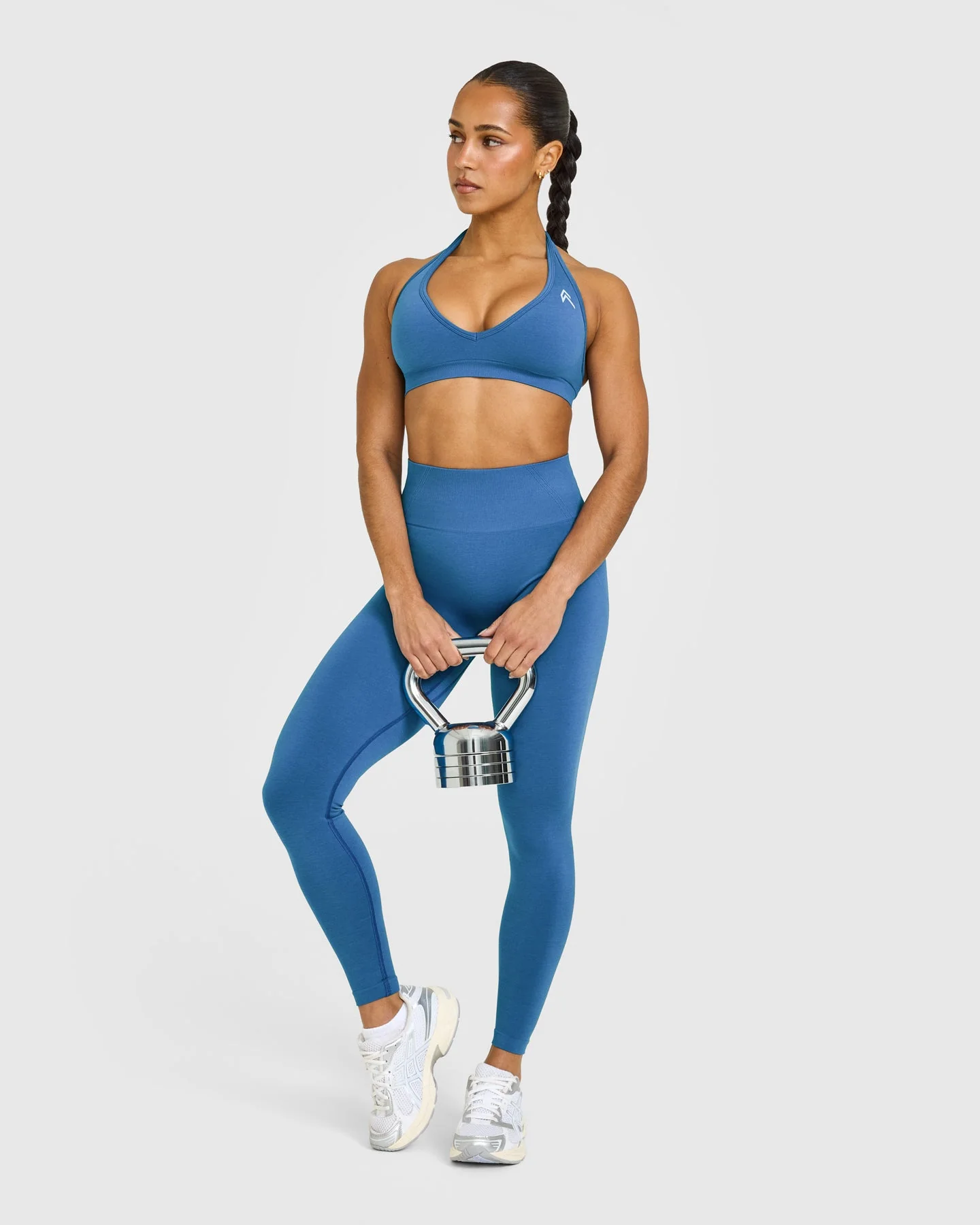 EffortlessLift™ Seamless Leggings with White Logo | Ocean Blue - Image 3