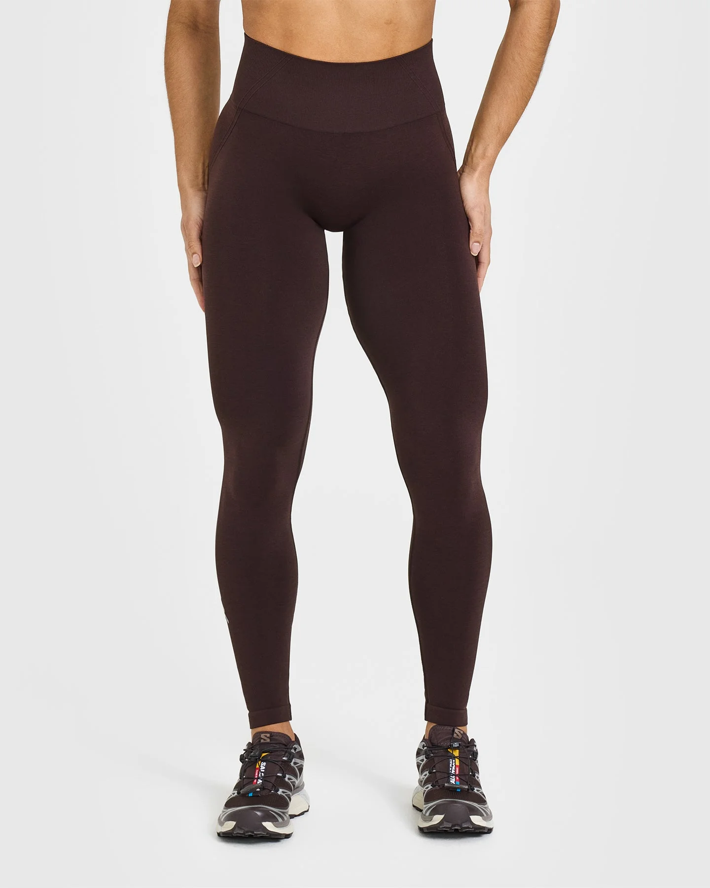 EffortlessLift™ Seamless Leggings with White Logo | Plum Brown - Image 2