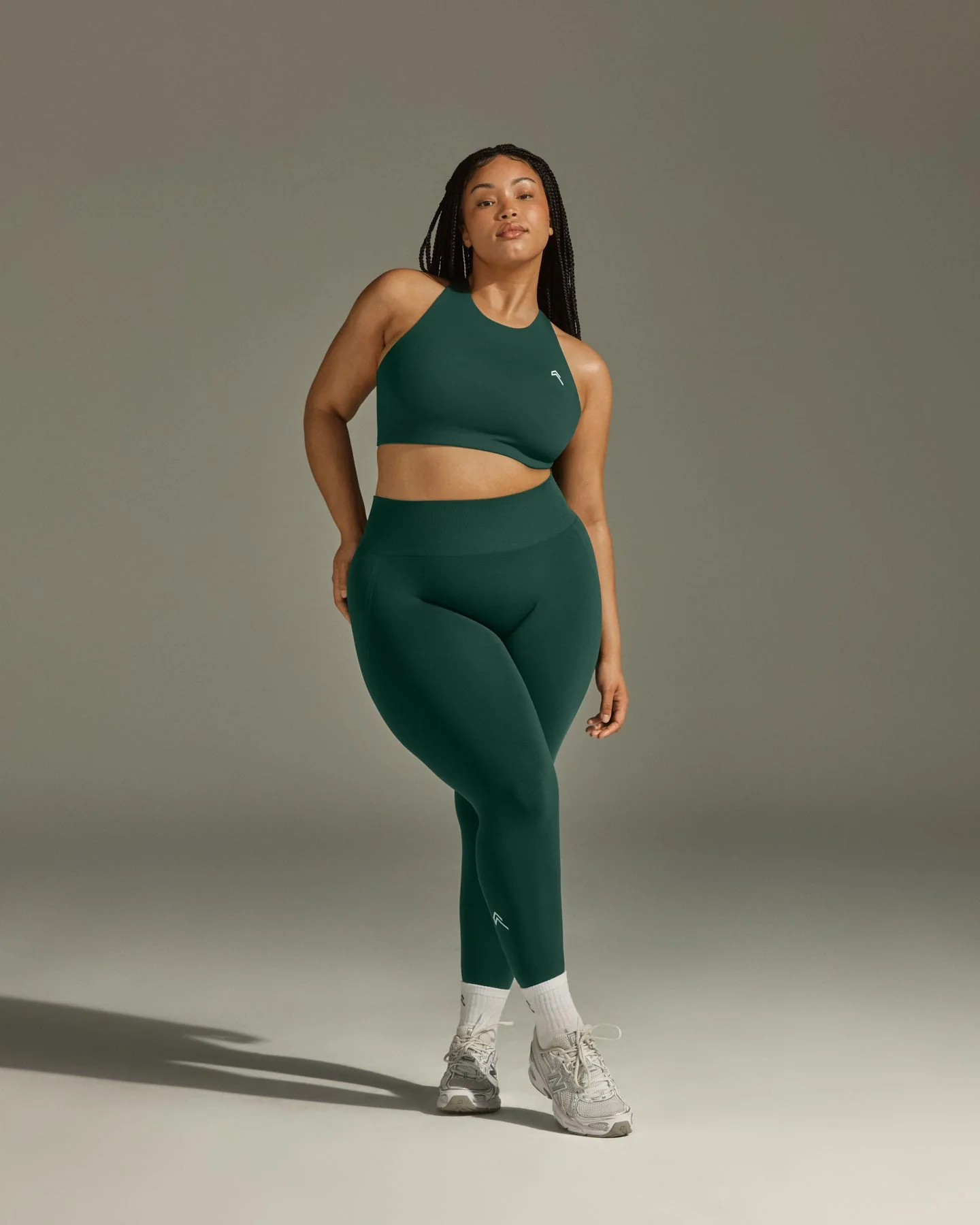 EffortlessLift™ Seamless Leggings with White Logo | Racing Green - Image 3