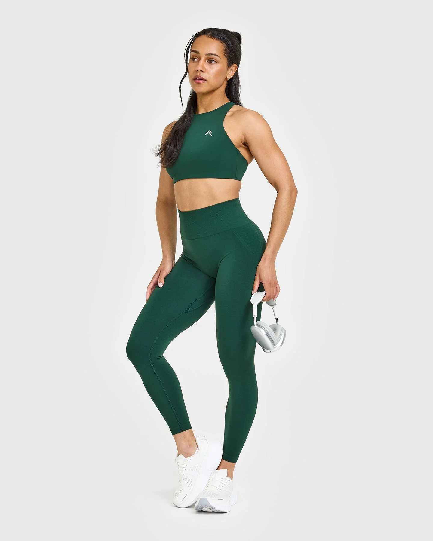 EffortlessLift™ Seamless Leggings with White Logo | Racing Green - Image 4
