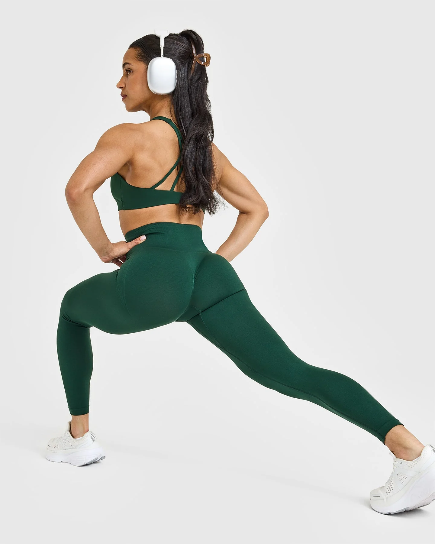 EffortlessLift™ Seamless Leggings with White Logo | Racing Green - Image 6