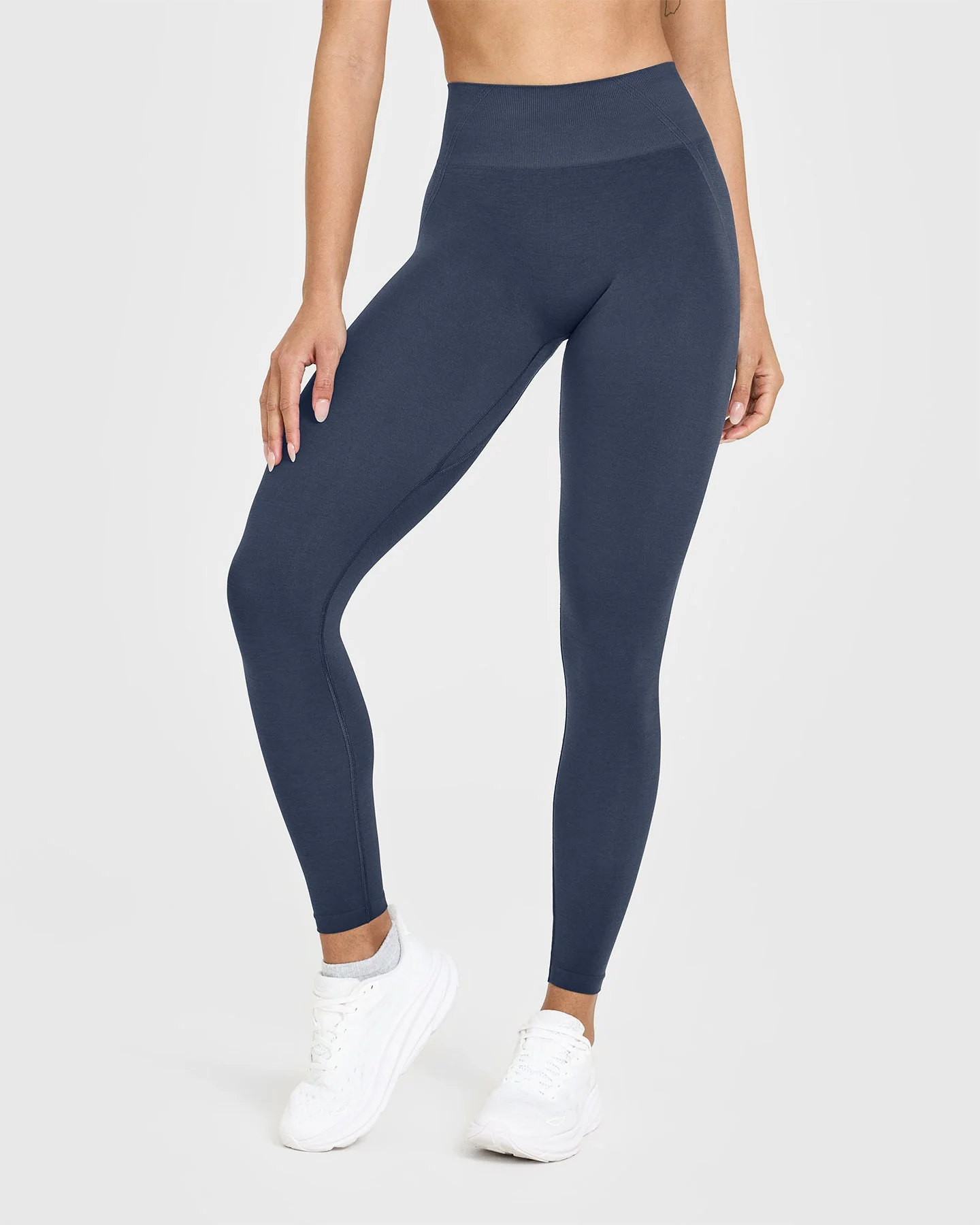 EffortlessLift™ Seamless Leggings with White Logo | True Blue - Image 2