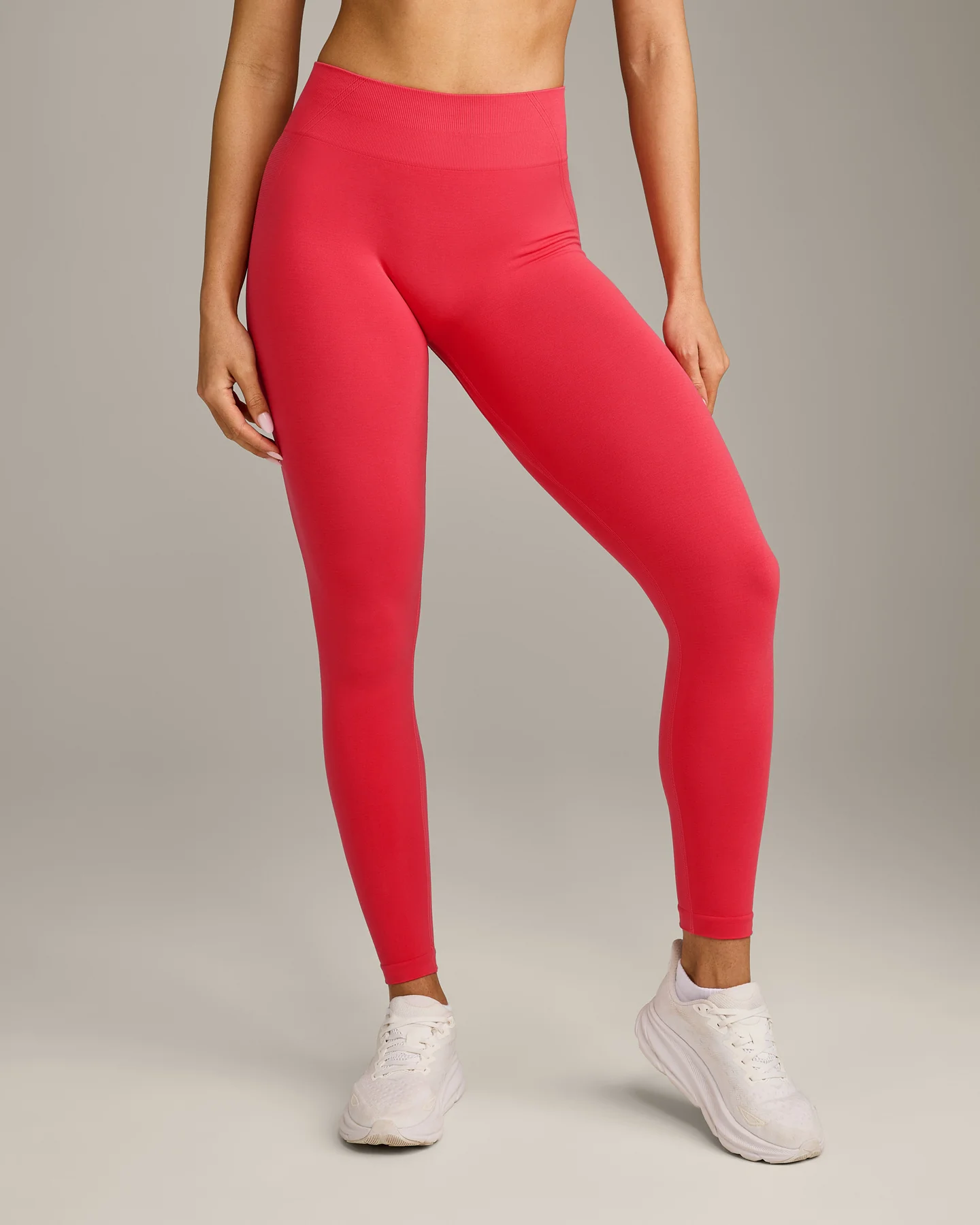 EffortlessLift™ Seamless Mid Rise Leggings with Grey Logo | Charged Pink - Image 6