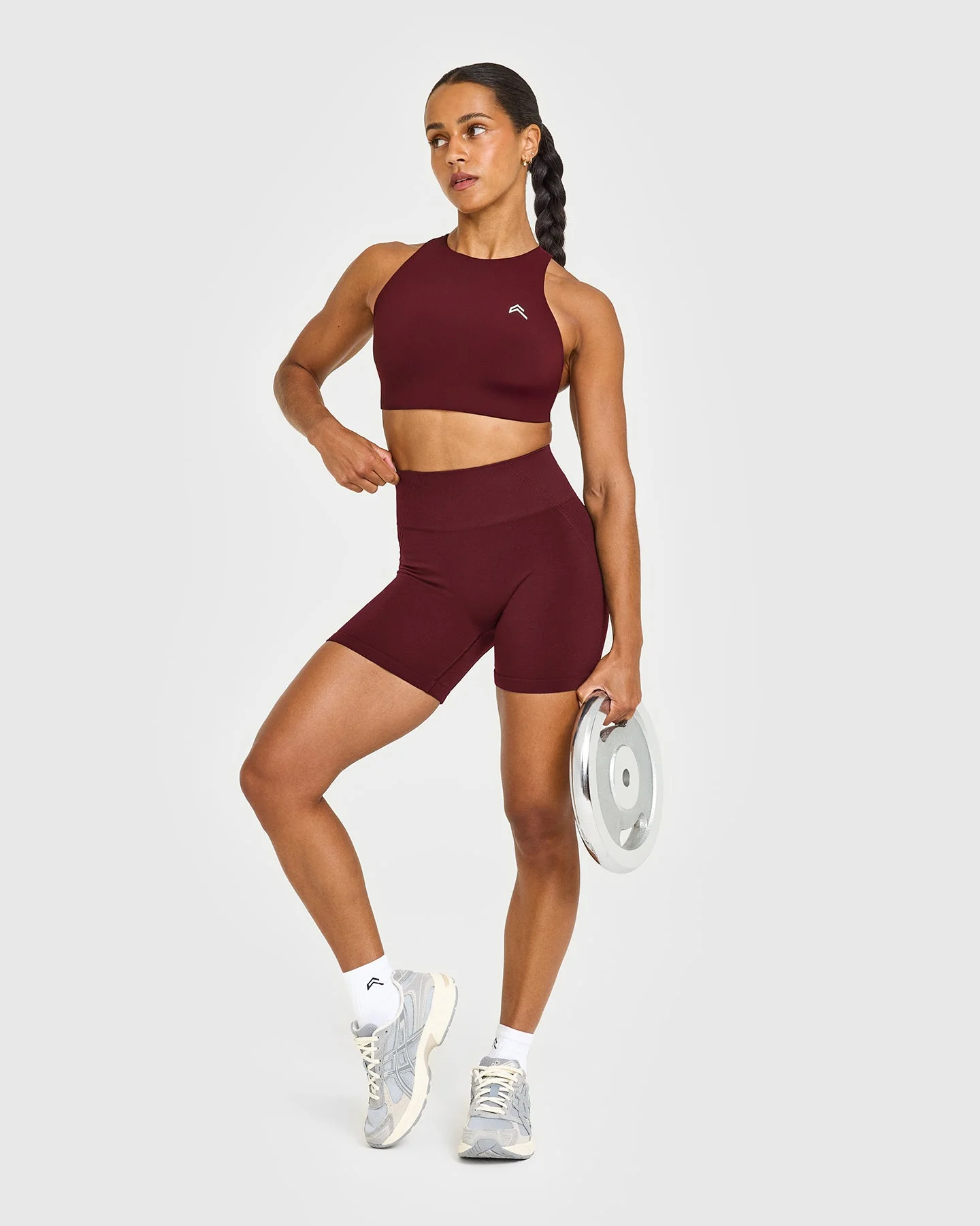 EffortlessLift™ Seamless Shorts with White Logo | Rosewood - Image 3