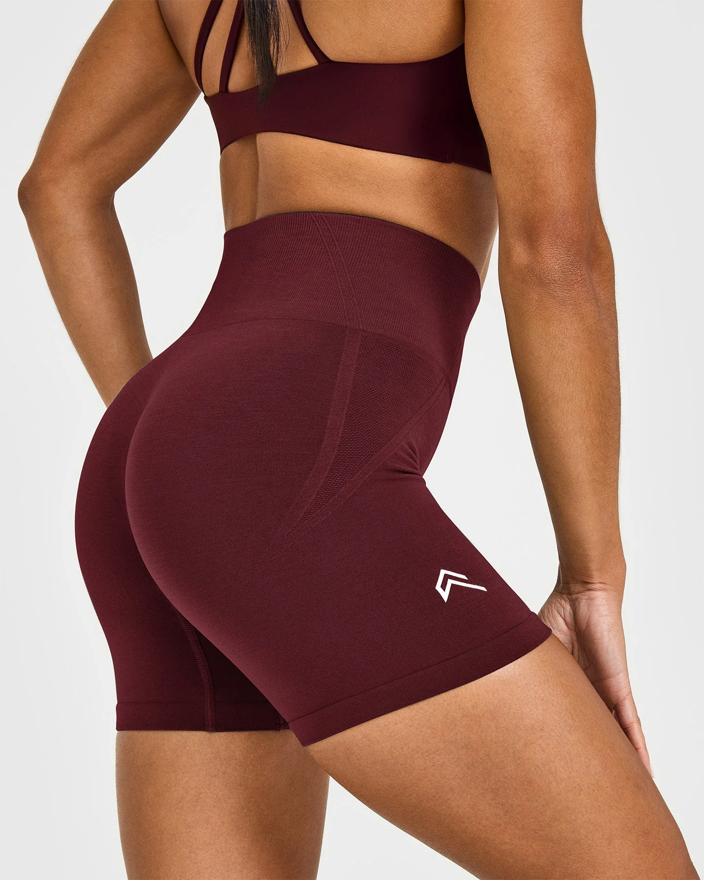 EffortlessLift™ Seamless Shorts with White Logo | Rosewood - Image 4