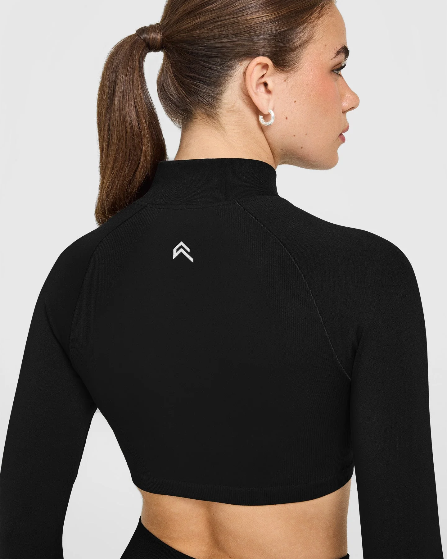 EnhanceLift™ Seamless Crop Jacket with White Logo | Black - Image 4