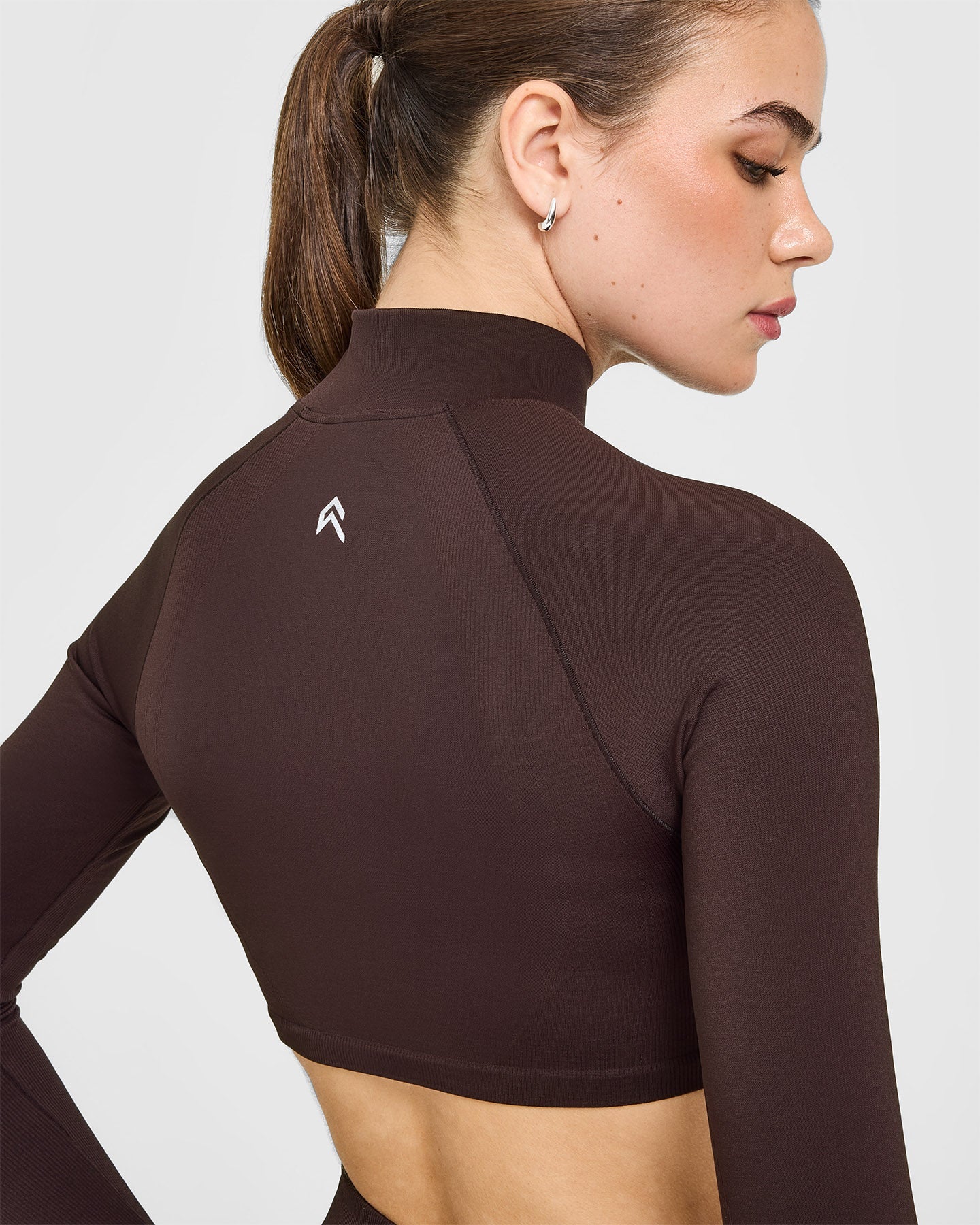 EnhanceLift™ Seamless Crop Jacket with White Logo | Plum Brown - Image 4