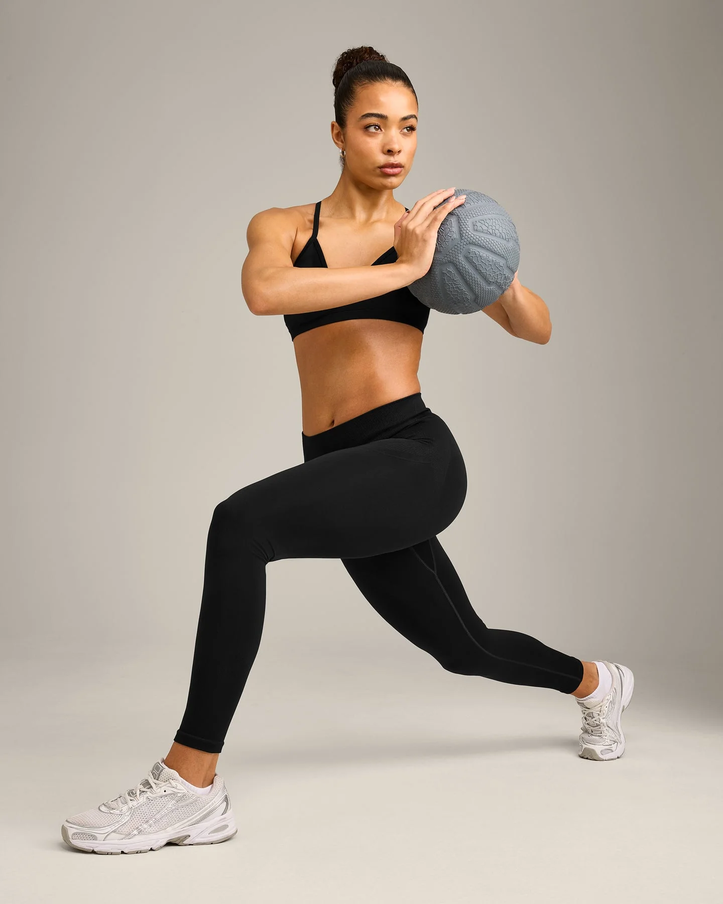 EnhanceLift™ Seamless Leggings with Grey Logo | Black - Image 6