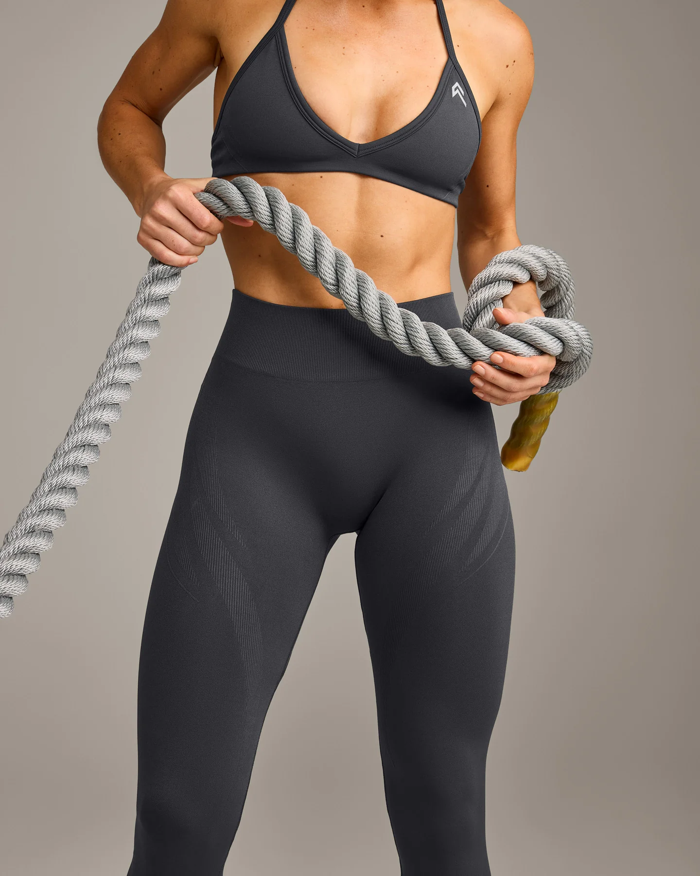 EnhanceLift™ Seamless Leggings with Grey Logo | Coal - Image 5