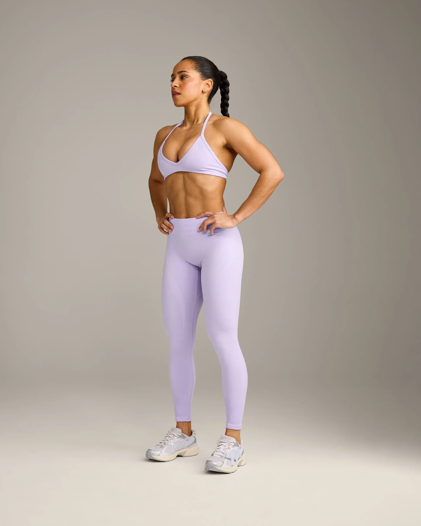 EnhanceLift™ Seamless Leggings with Grey Logo | Lavender Purple - Image 3