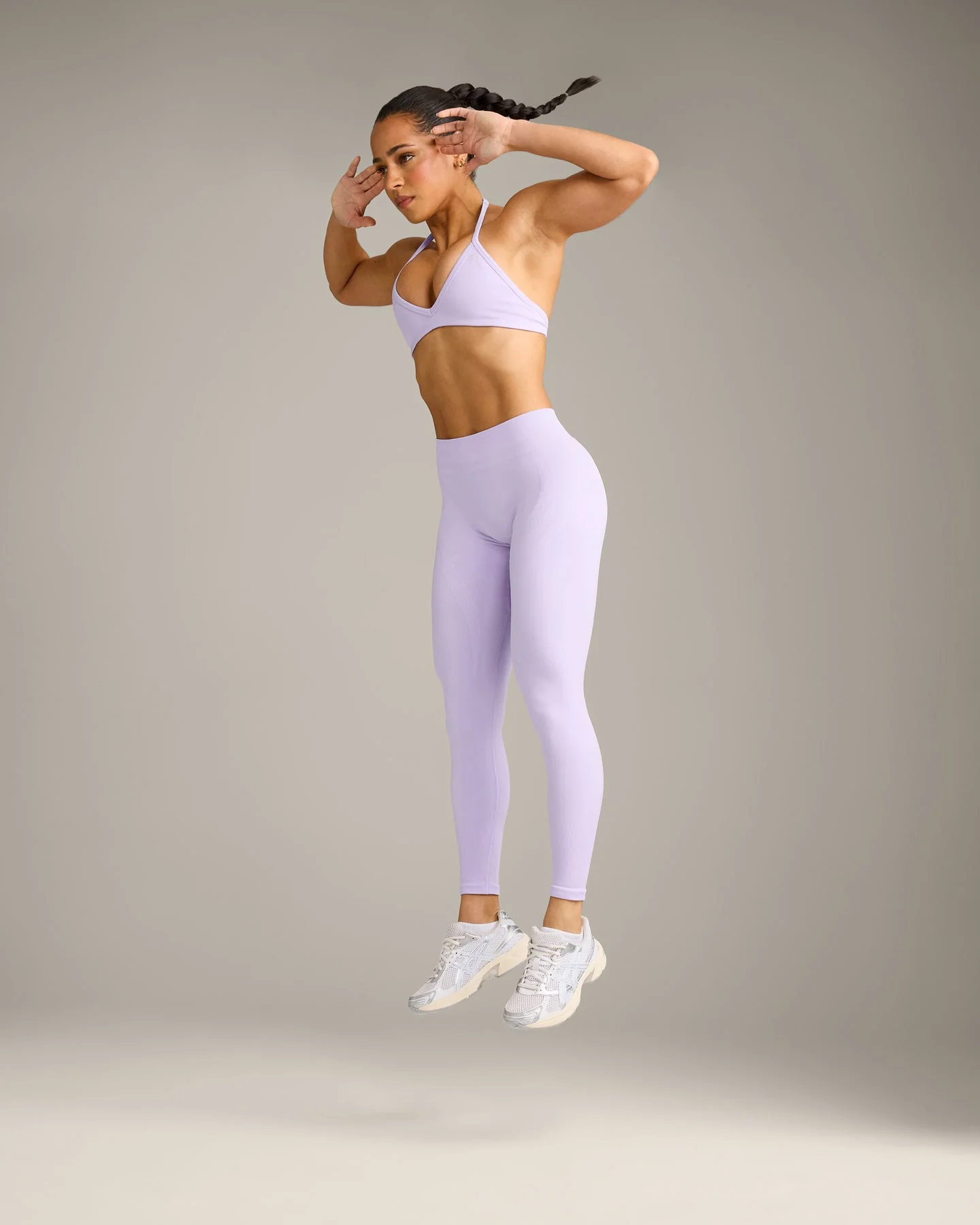 EnhanceLift™ Seamless Leggings with Grey Logo | Lavender Purple - Image 5