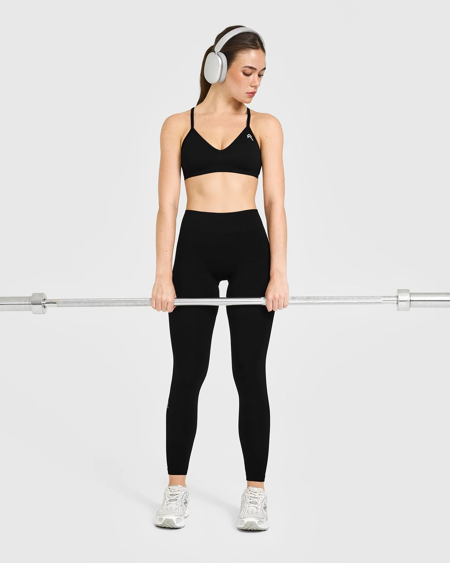 EnhanceLift™ Seamless Leggings with White Logo | Black - Image 6