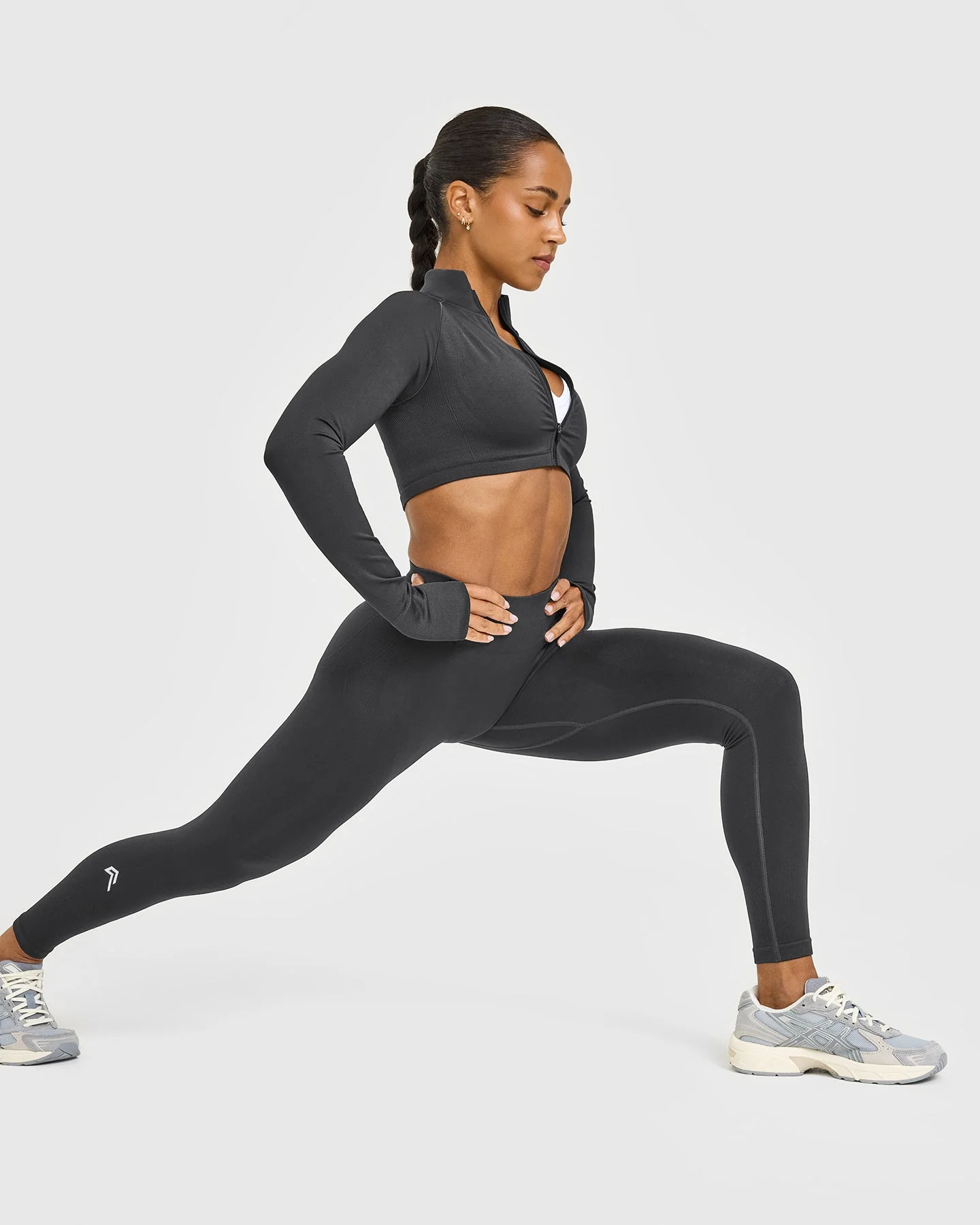 EnhanceLift™ Seamless Leggings with White Logo | Coal - Image 6