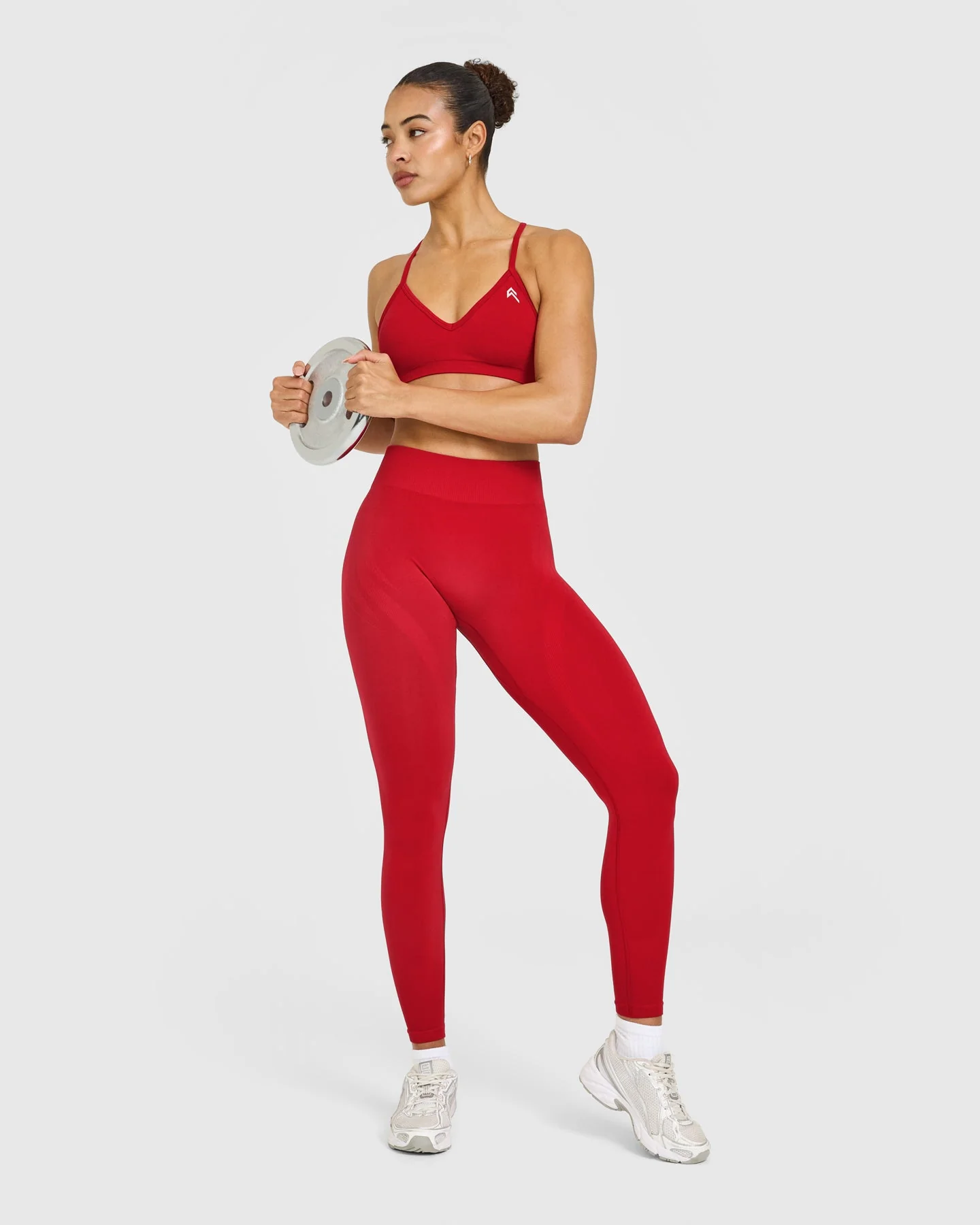 EnhanceLift™ Seamless Leggings with White Logo | Light Toasted Red - Image 3