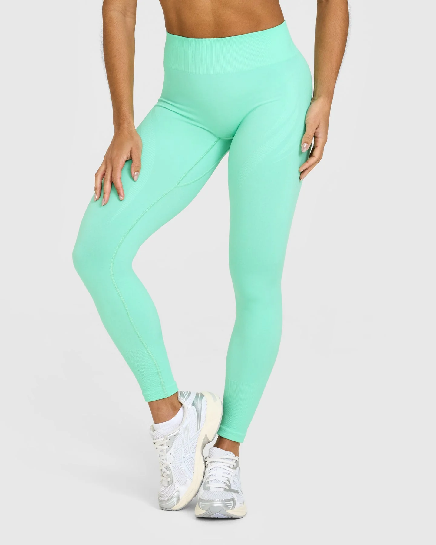 EnhanceLift™ Seamless Leggings with White Logo | Peppermint Green - Image 6