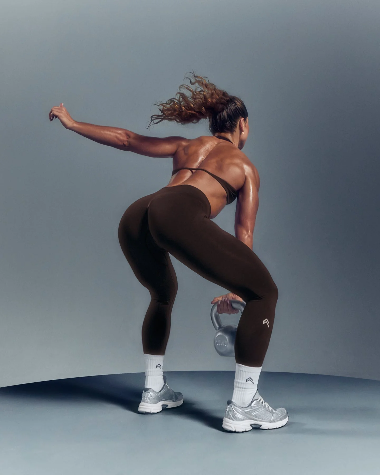 EnhanceLift™ Seamless Leggings with White Logo | Plum Brown - Image 2