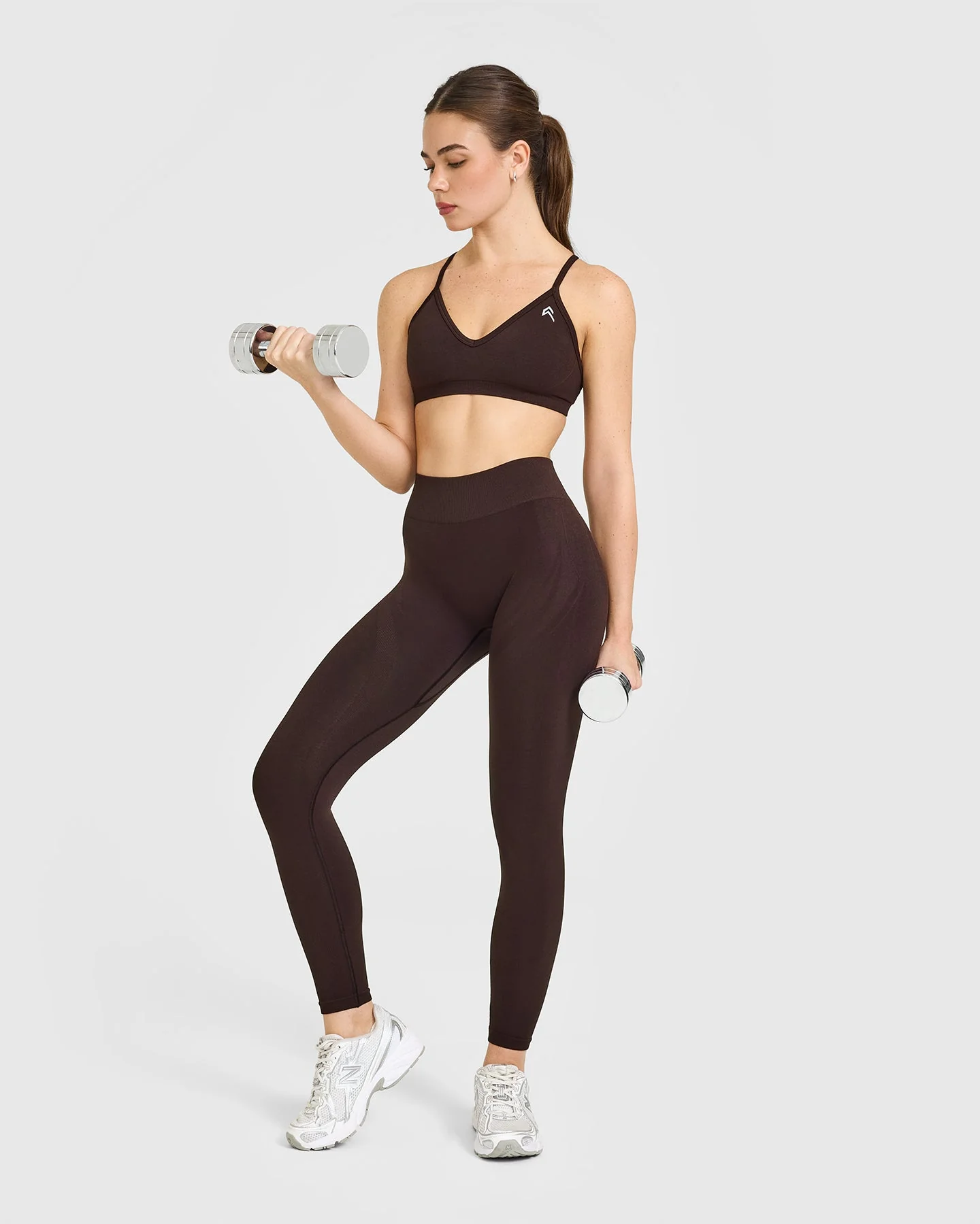 EnhanceLift™ Seamless Leggings with White Logo | Plum Brown - Image 3