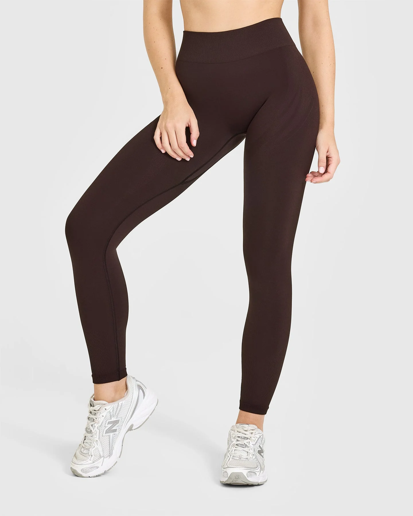 EnhanceLift™ Seamless Leggings with White Logo | Plum Brown - Image 6