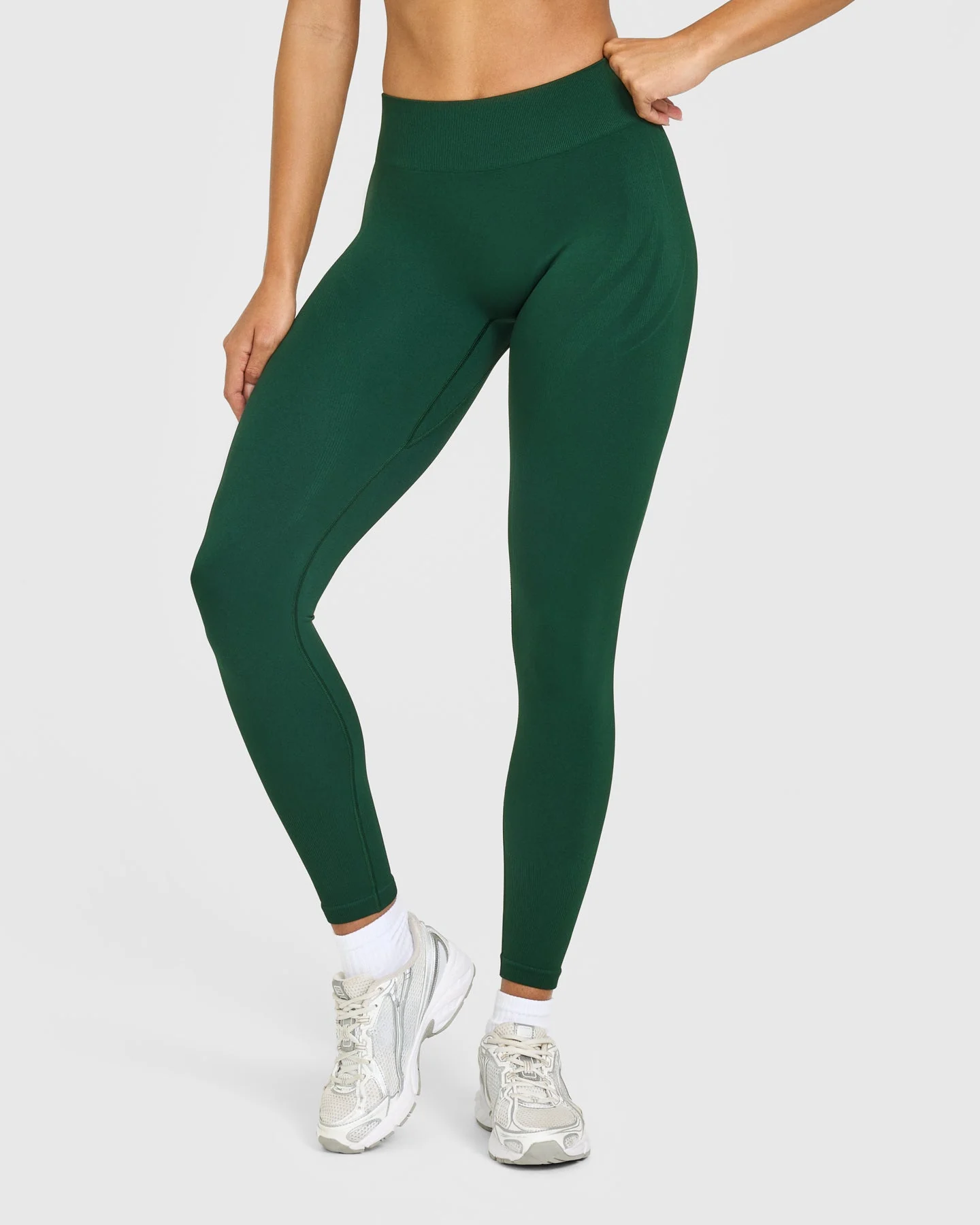 EnhanceLift™ Seamless Leggings with White Logo | Racing Green - Image 2
