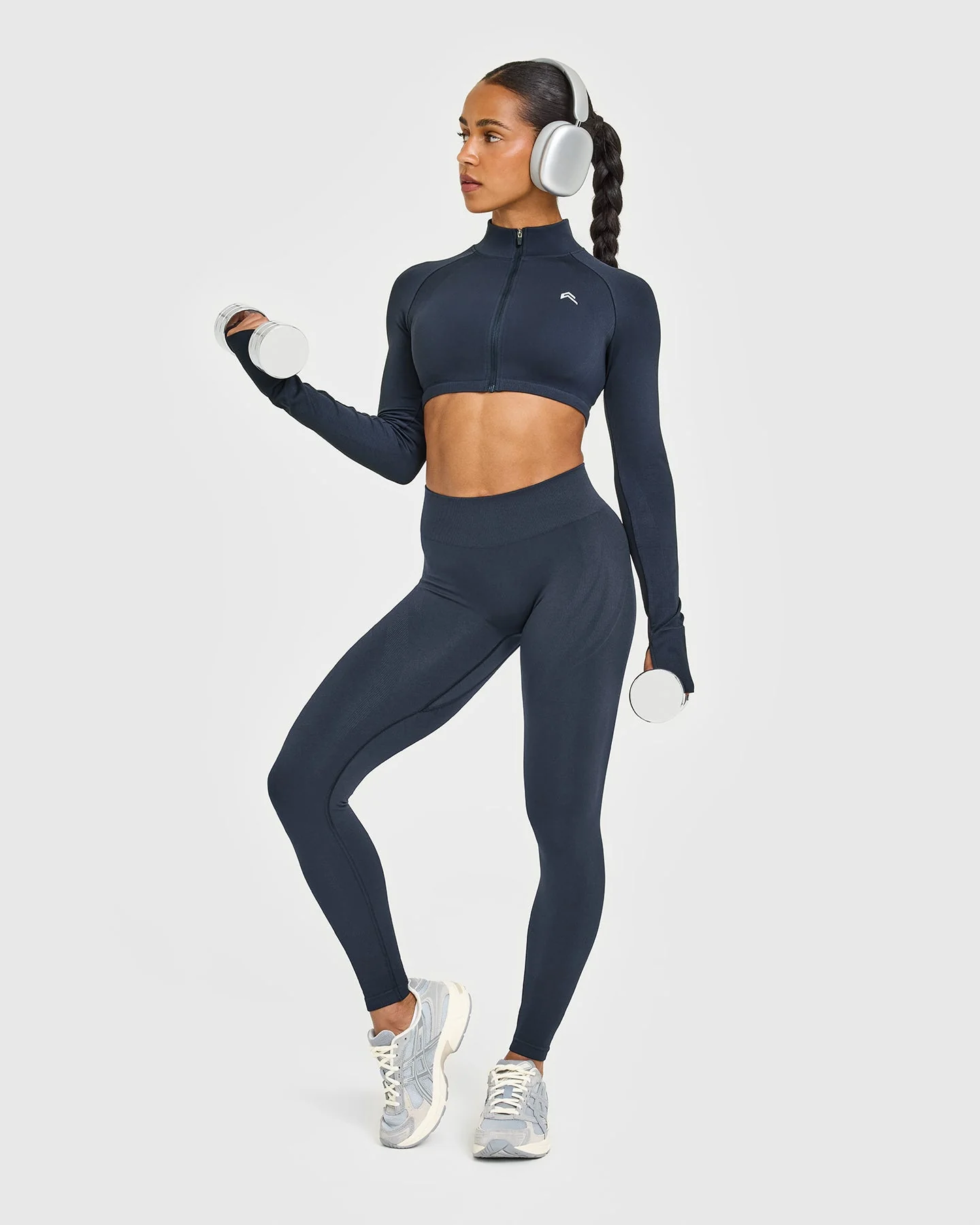 EnhanceLift™ Seamless Leggings with White Logo | True Blue - Image 3