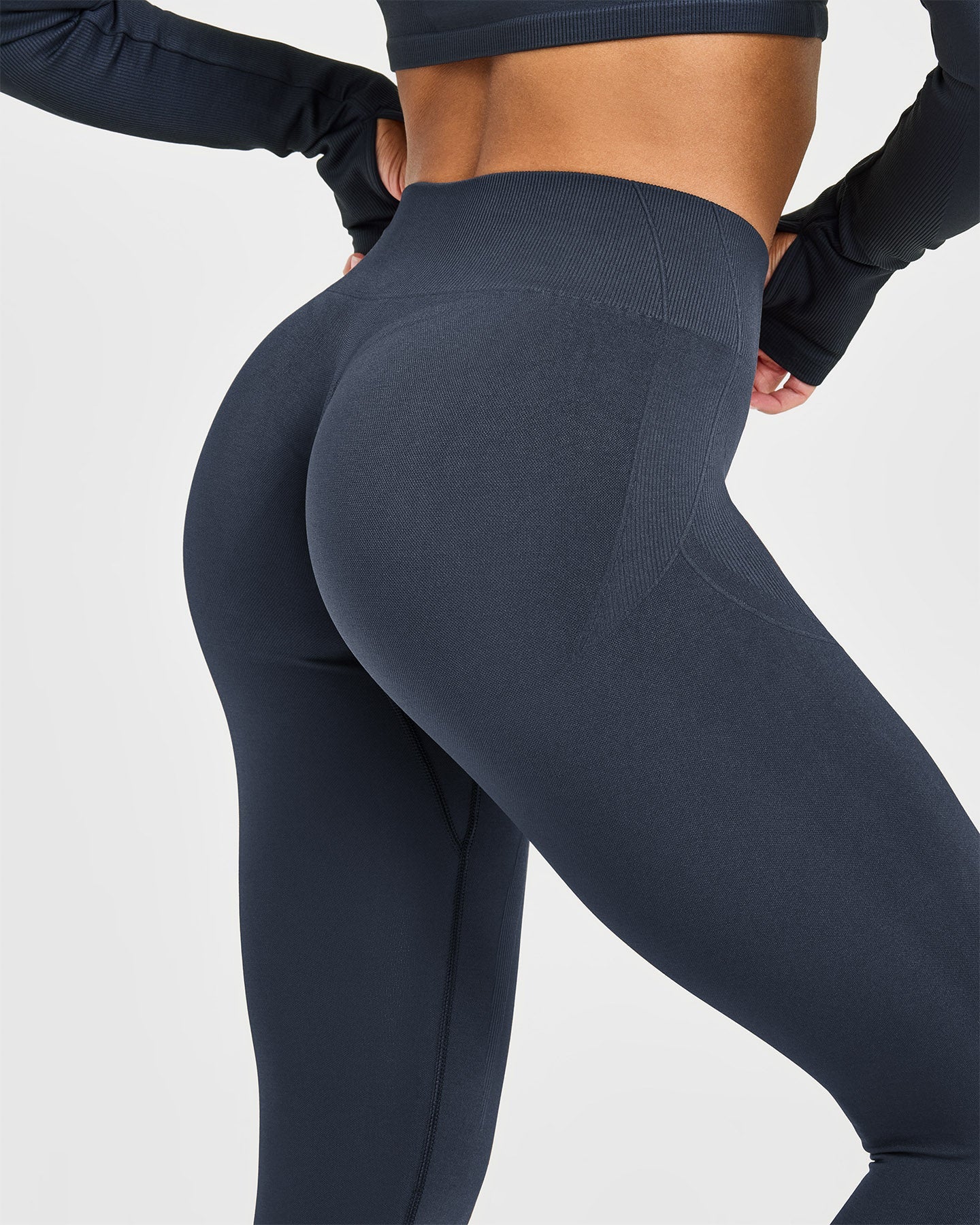 EnhanceLift™ Seamless Leggings with White Logo | True Blue - Image 4