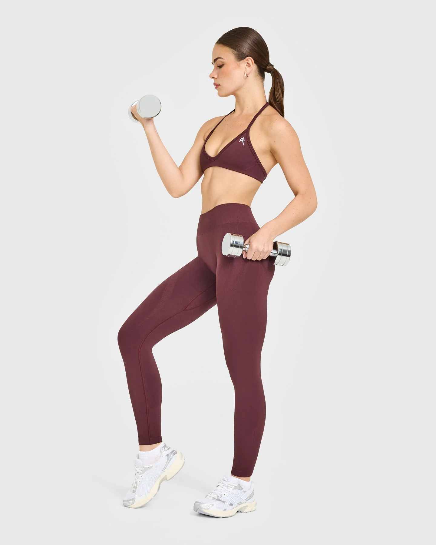 EnhanceLift™ Seamless Leggings with White Logo | Velvet Mocha - Image 3