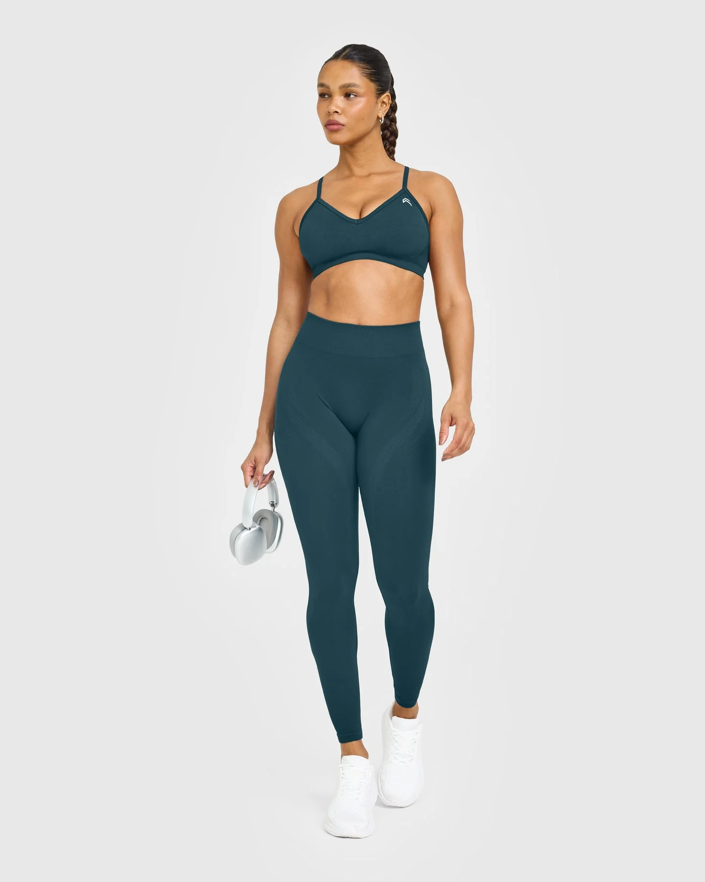 EnhanceLift™ Seamless Leggings with White Logo | Washed Oil Blue - Image 3