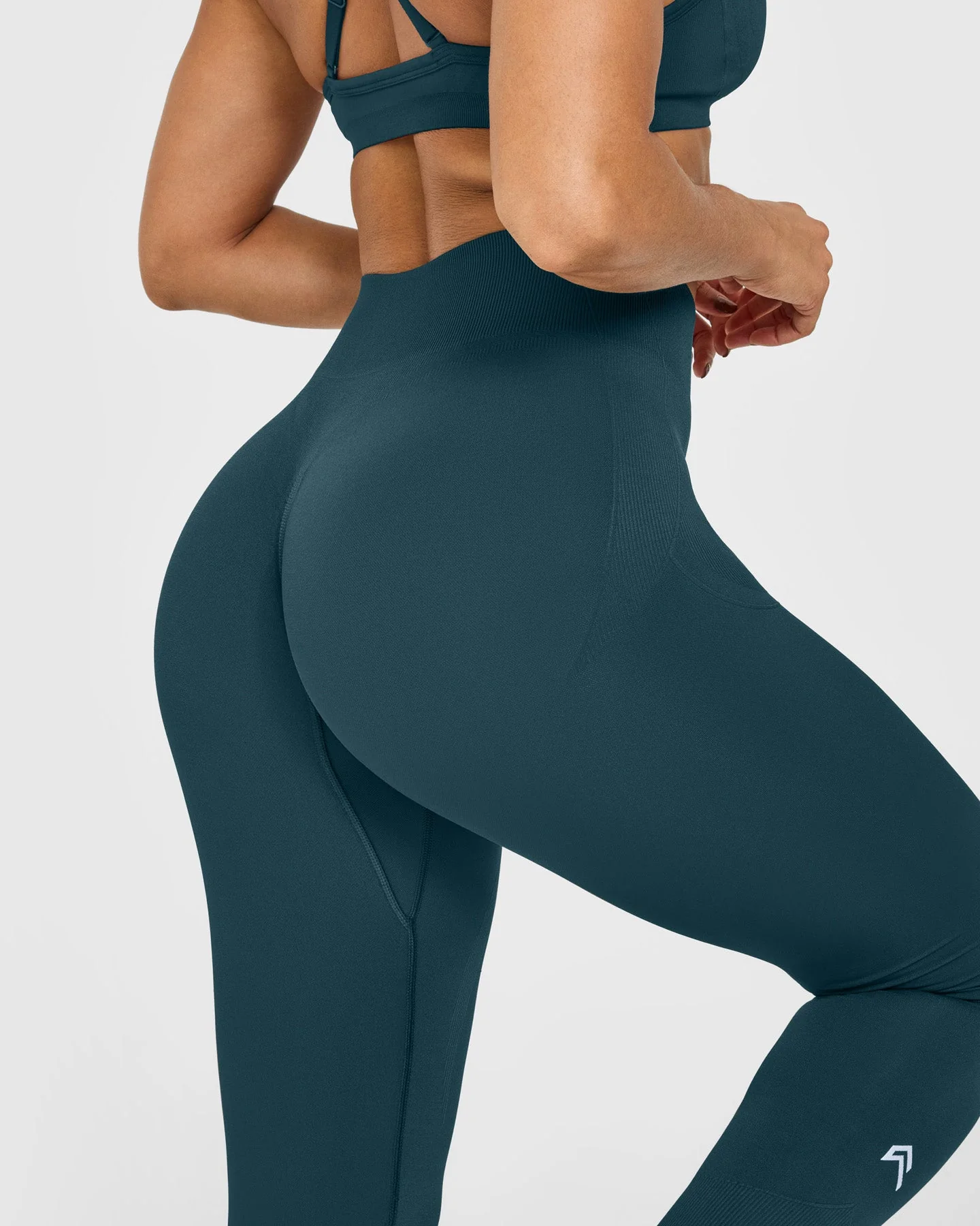 EnhanceLift™ Seamless Leggings with White Logo | Washed Oil Blue - Image 4